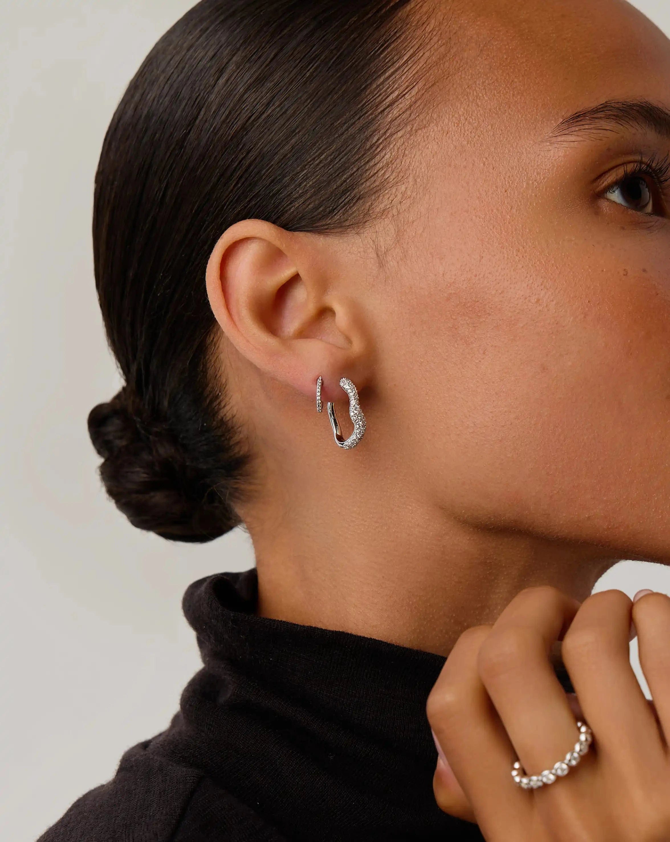 Missoma Molten Snow Small Hoop Earrings | Sterling Silver/Cubic Zirconia