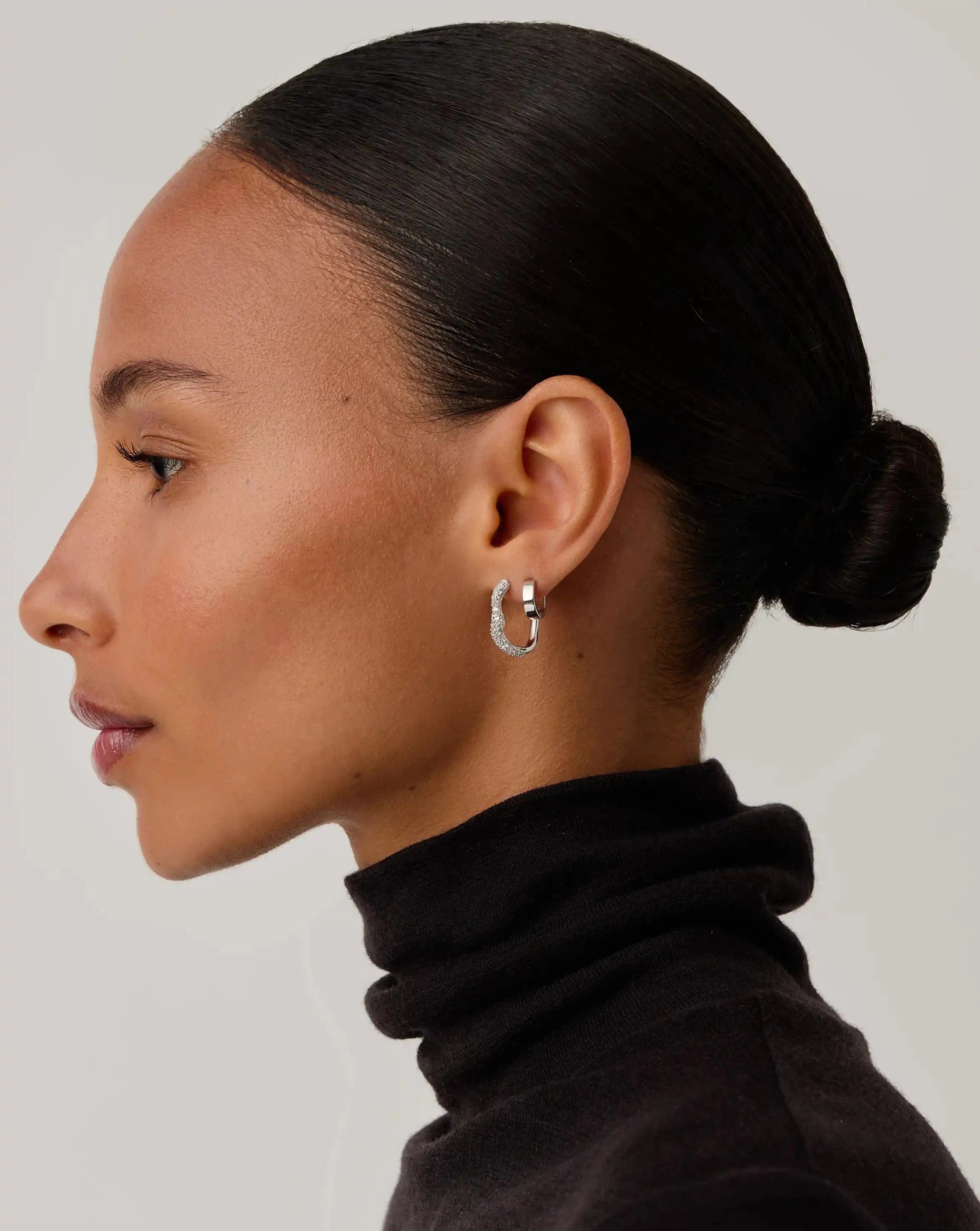 Missoma Molten Snow Small Hoop Earrings | Sterling Silver/Cubic Zirconia