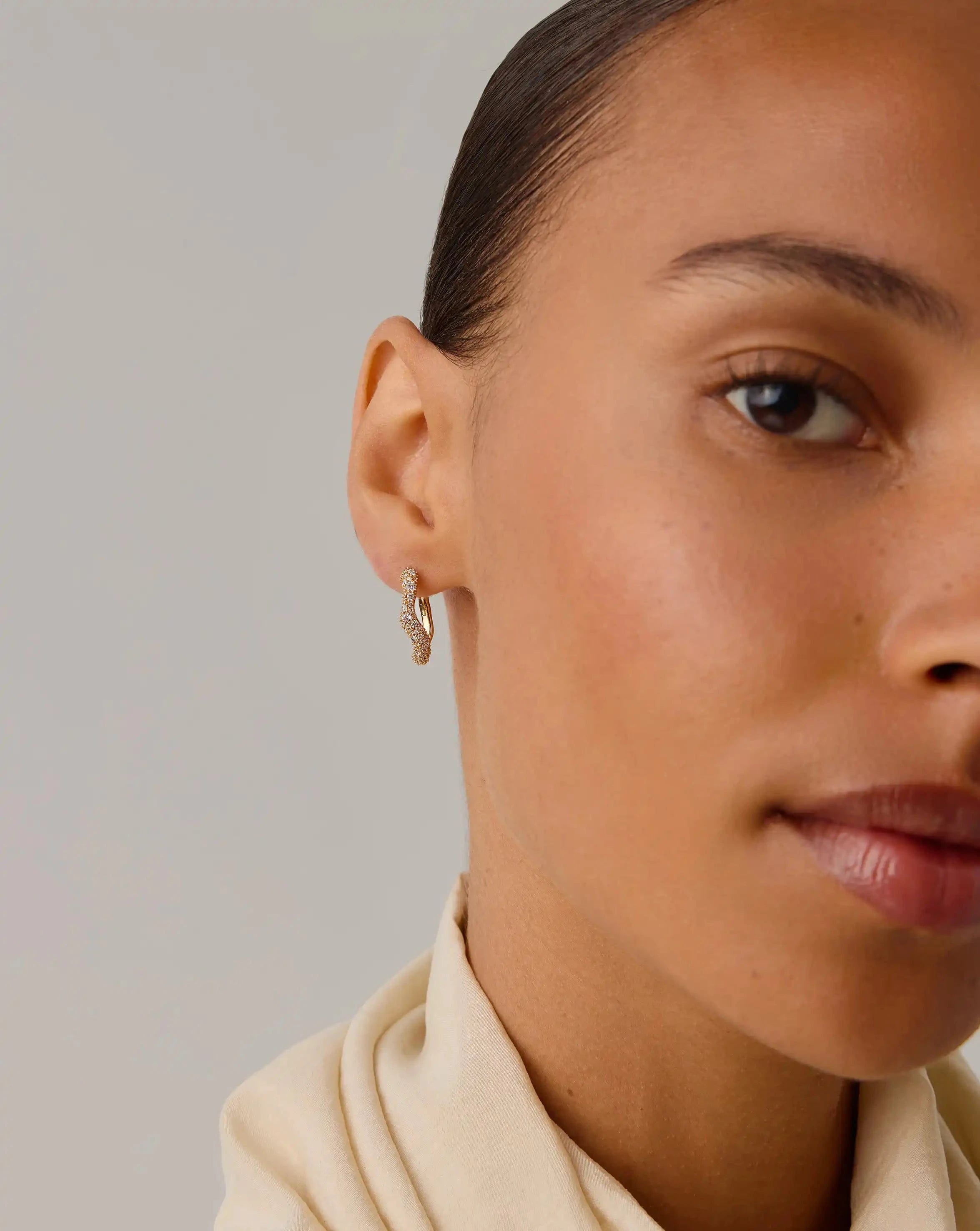 Missoma Molten Snow Small Hoop Earrings | 18ct Gold Vermeil/Cubic Zirconia