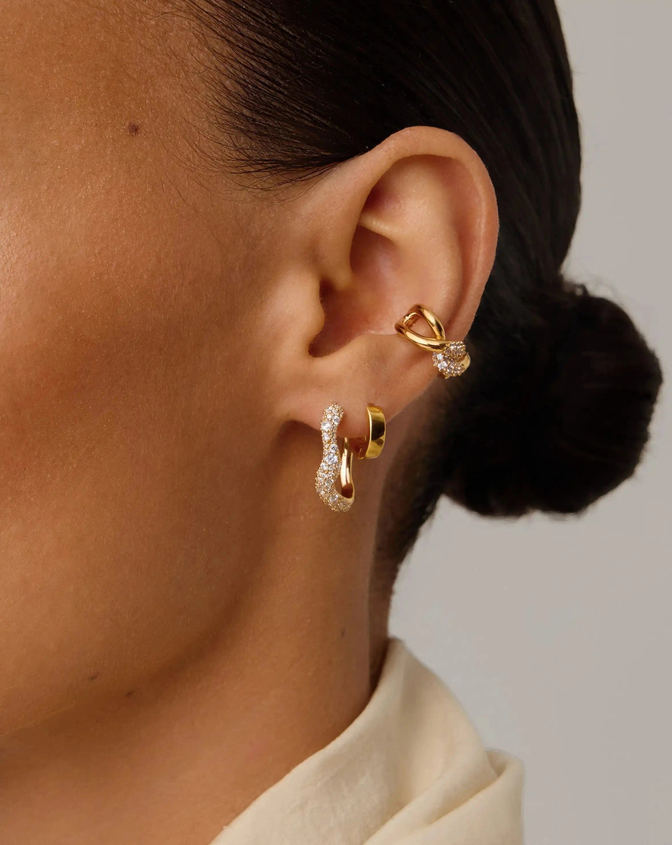 Missoma Molten Snow Small Hoop Earrings | 18ct Gold Vermeil/Cubic Zirconia