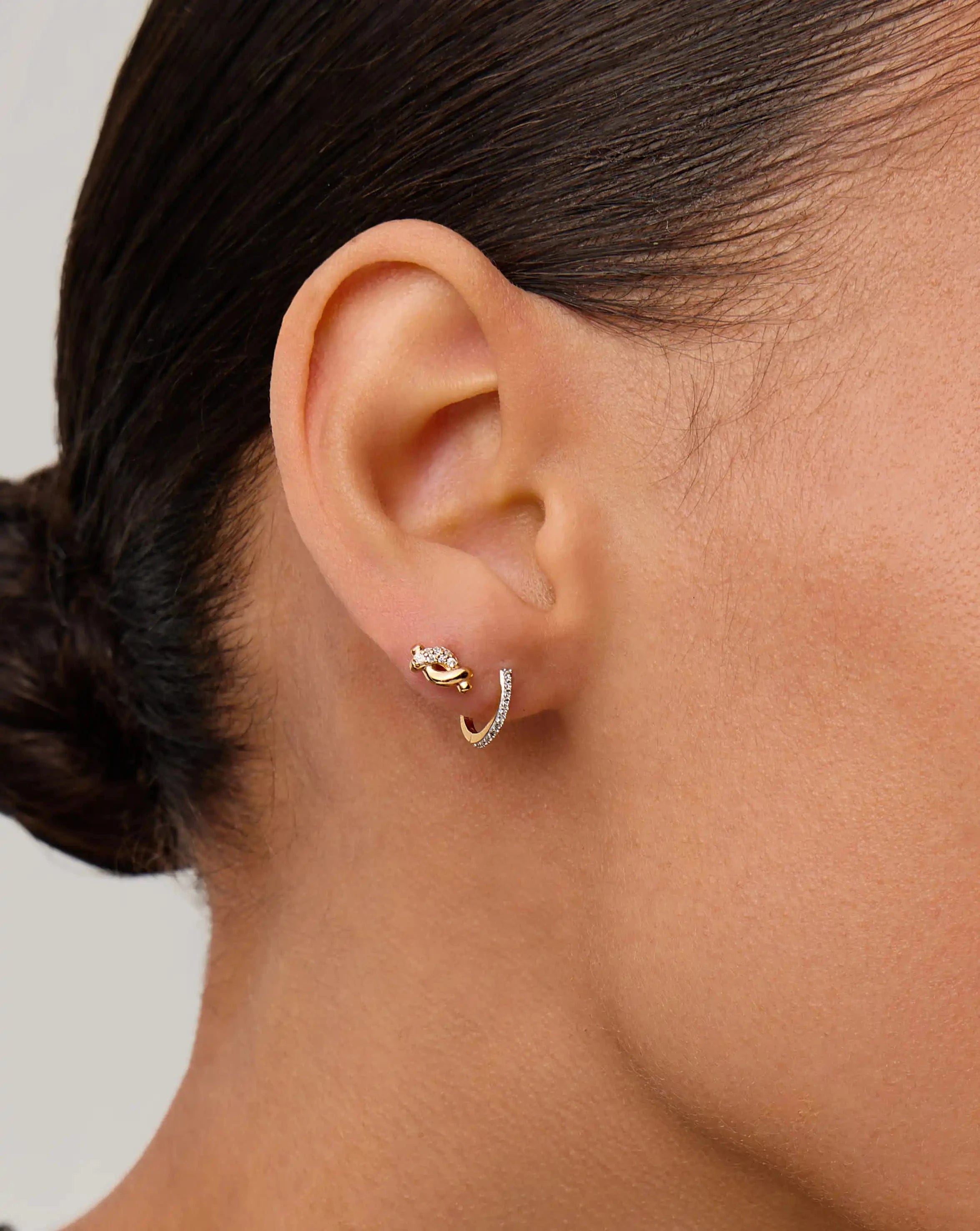 Missoma Molten Snow Stud Earrings | 18ct Gold Vermeil/Cubic Zirconia