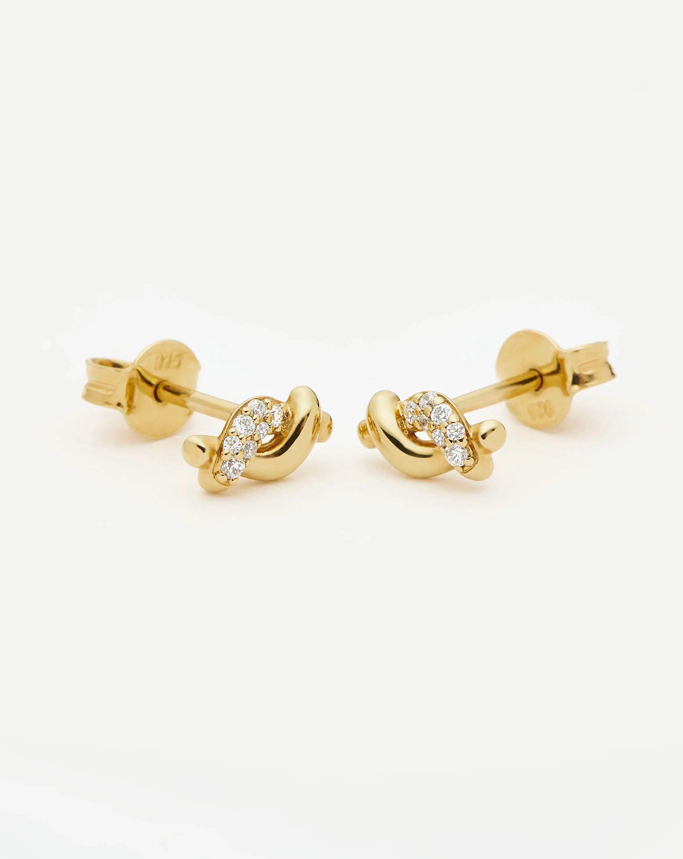 Missoma Molten Snow Stud Earrings | 18ct Gold Vermeil/Cubic Zirconia