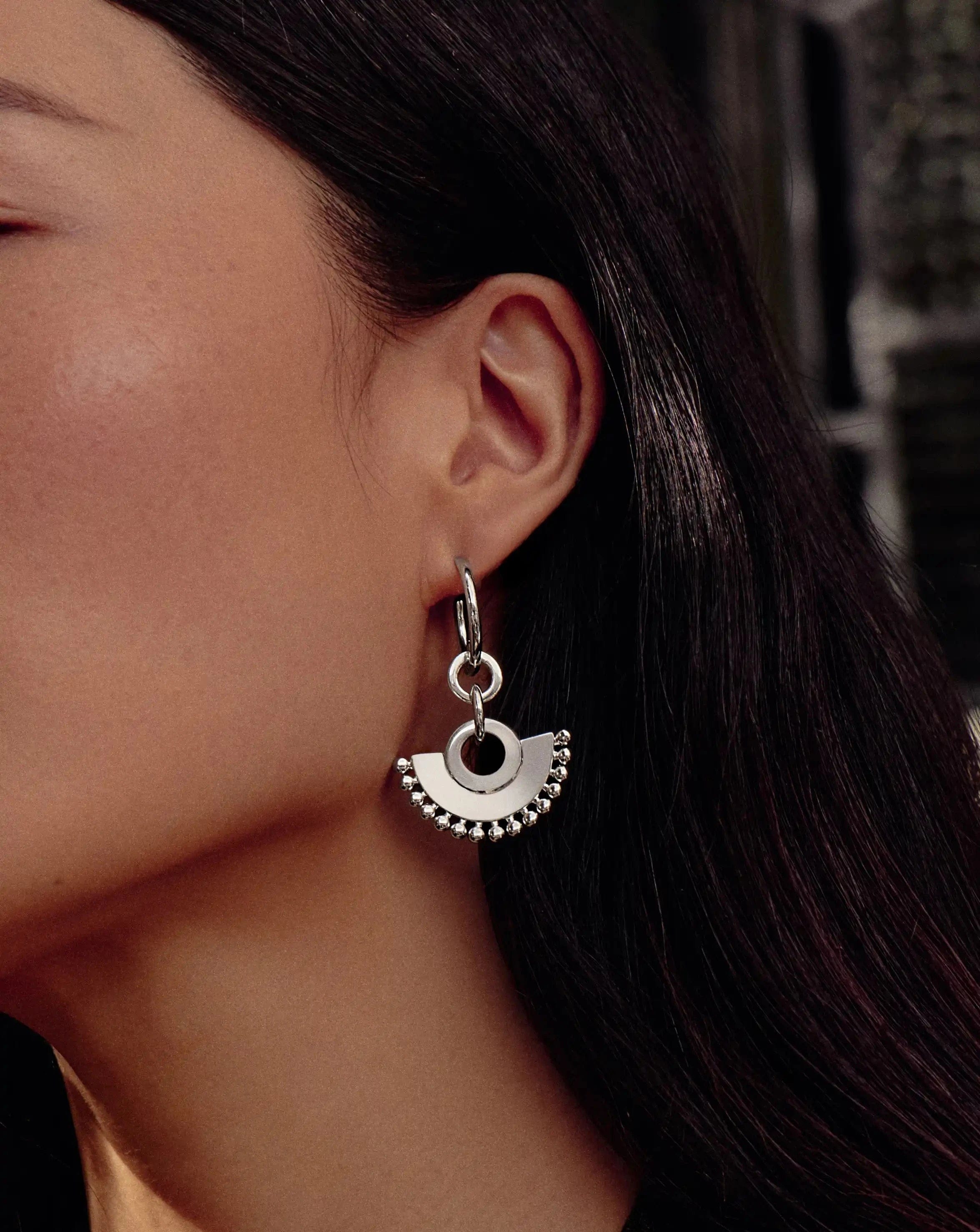 Missoma Zenyu Fan Chandelier Hoop Earrings | Silver Plated