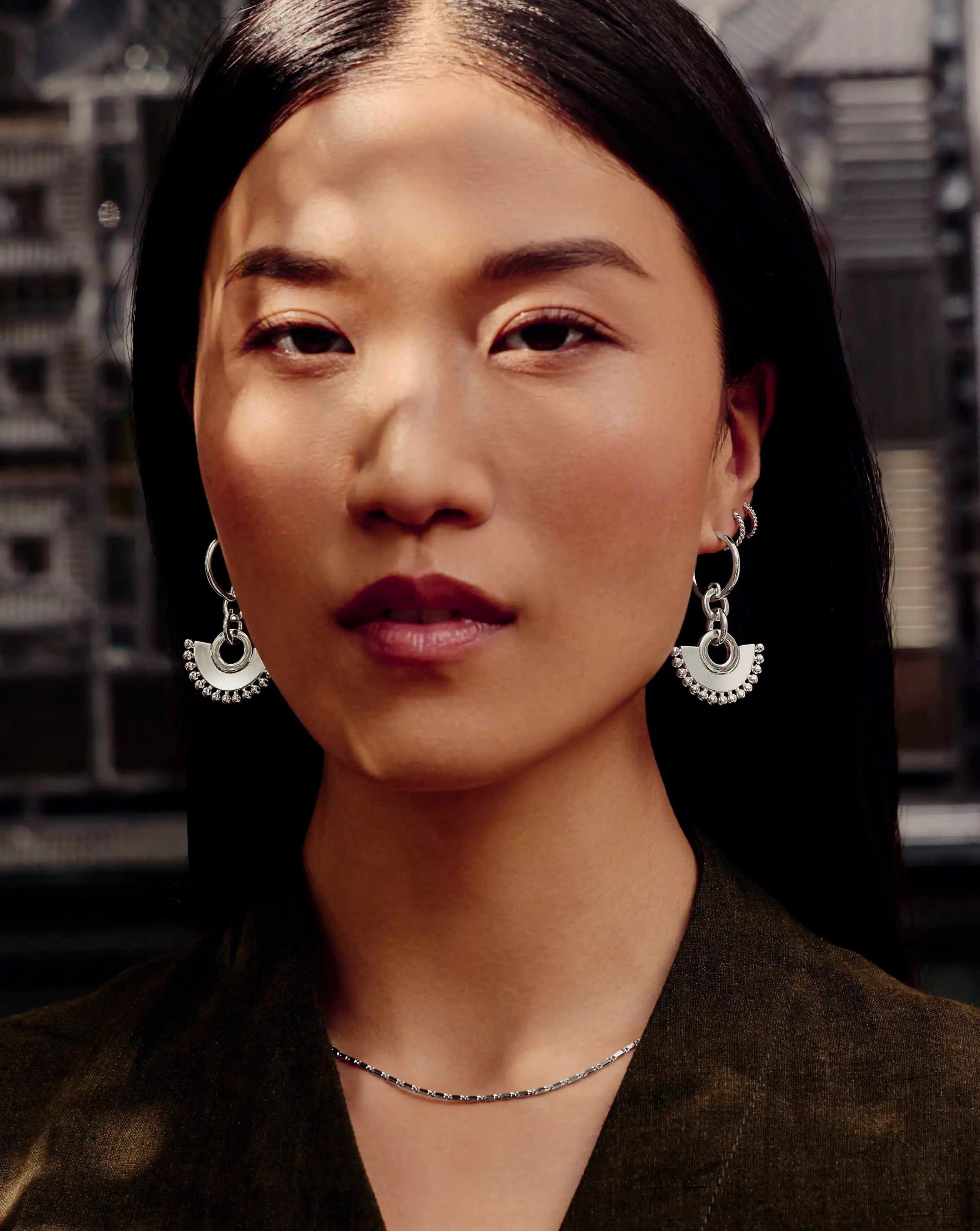 Missoma Zenyu Fan Chandelier Hoop Earrings | Silver Plated