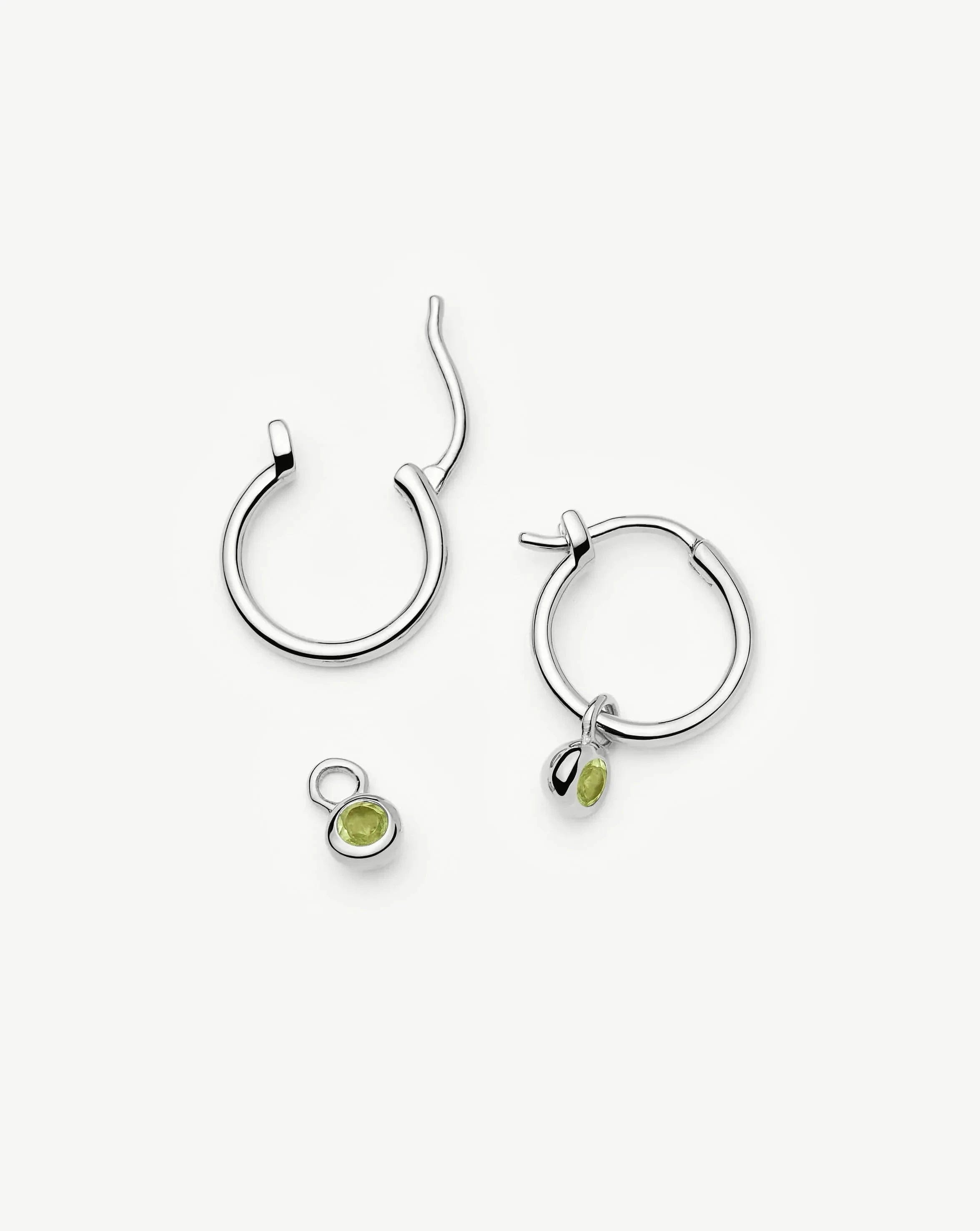 Missoma August Birthstone Mini Charm Hoop Earrings | Sterling Silver/Peridot