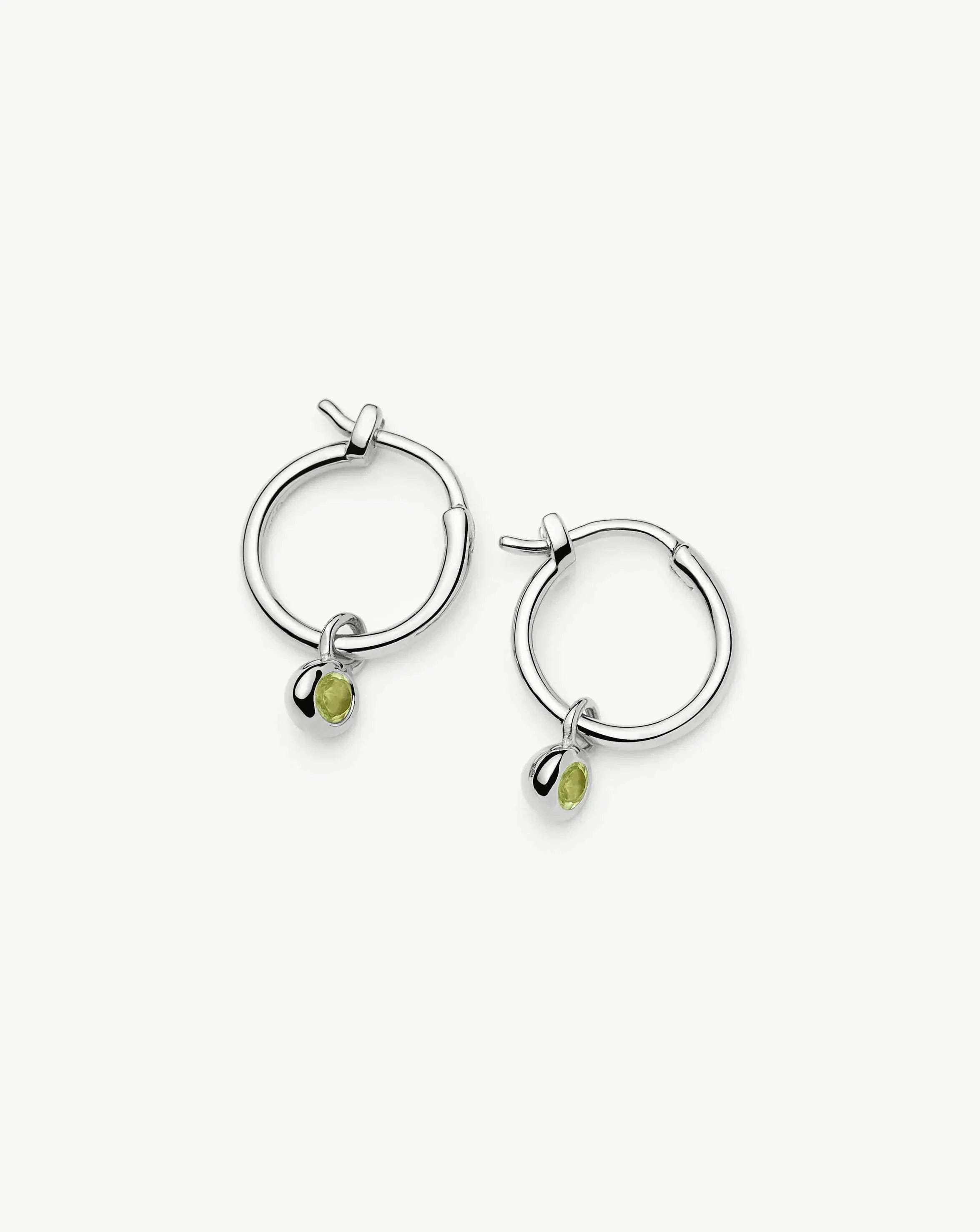 Missoma August Birthstone Mini Charm Hoop Earrings | Sterling Silver/Peridot