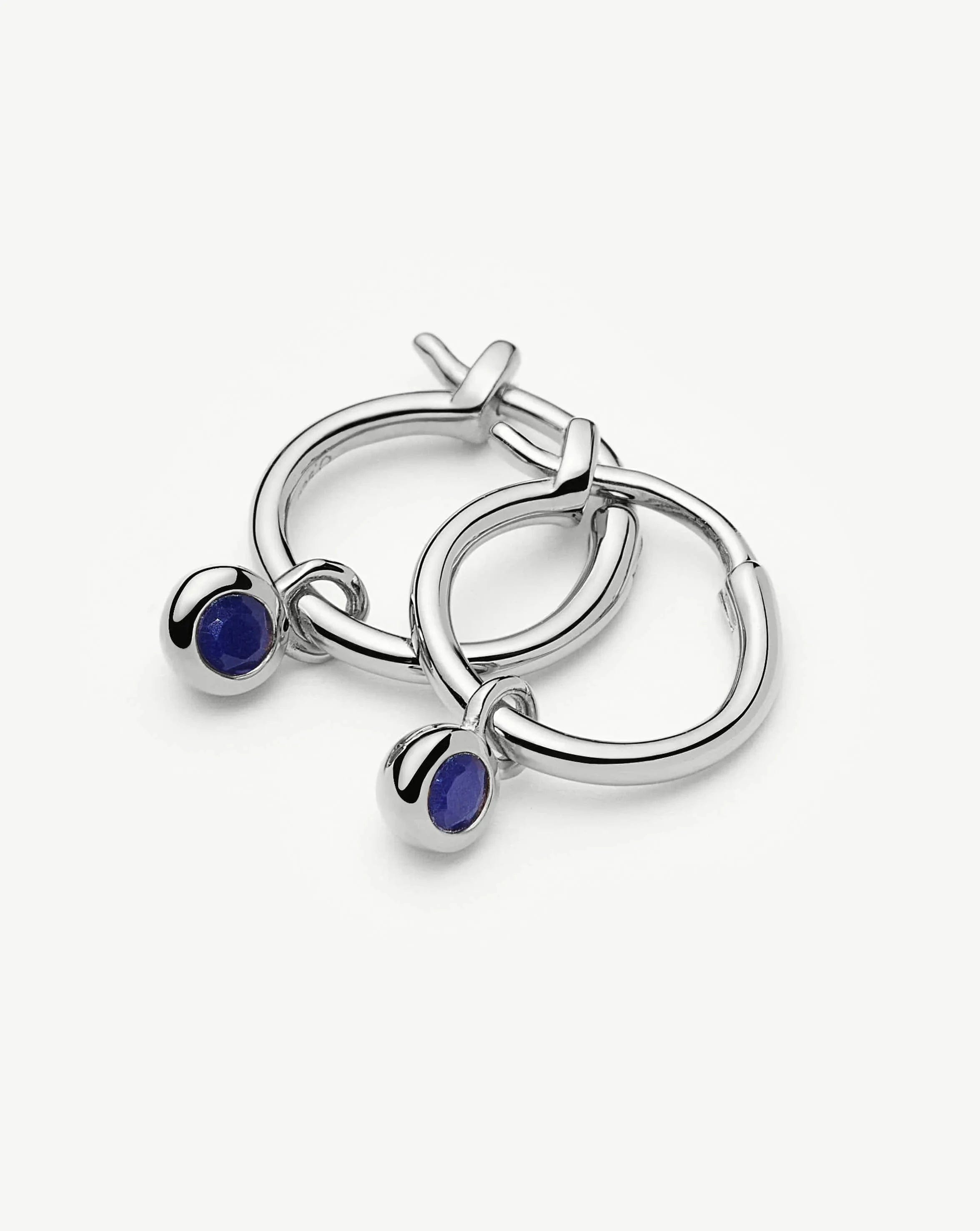 Missoma September Birthstone Mini Charm Hoop Earrings | Sterling Silver/Lapis