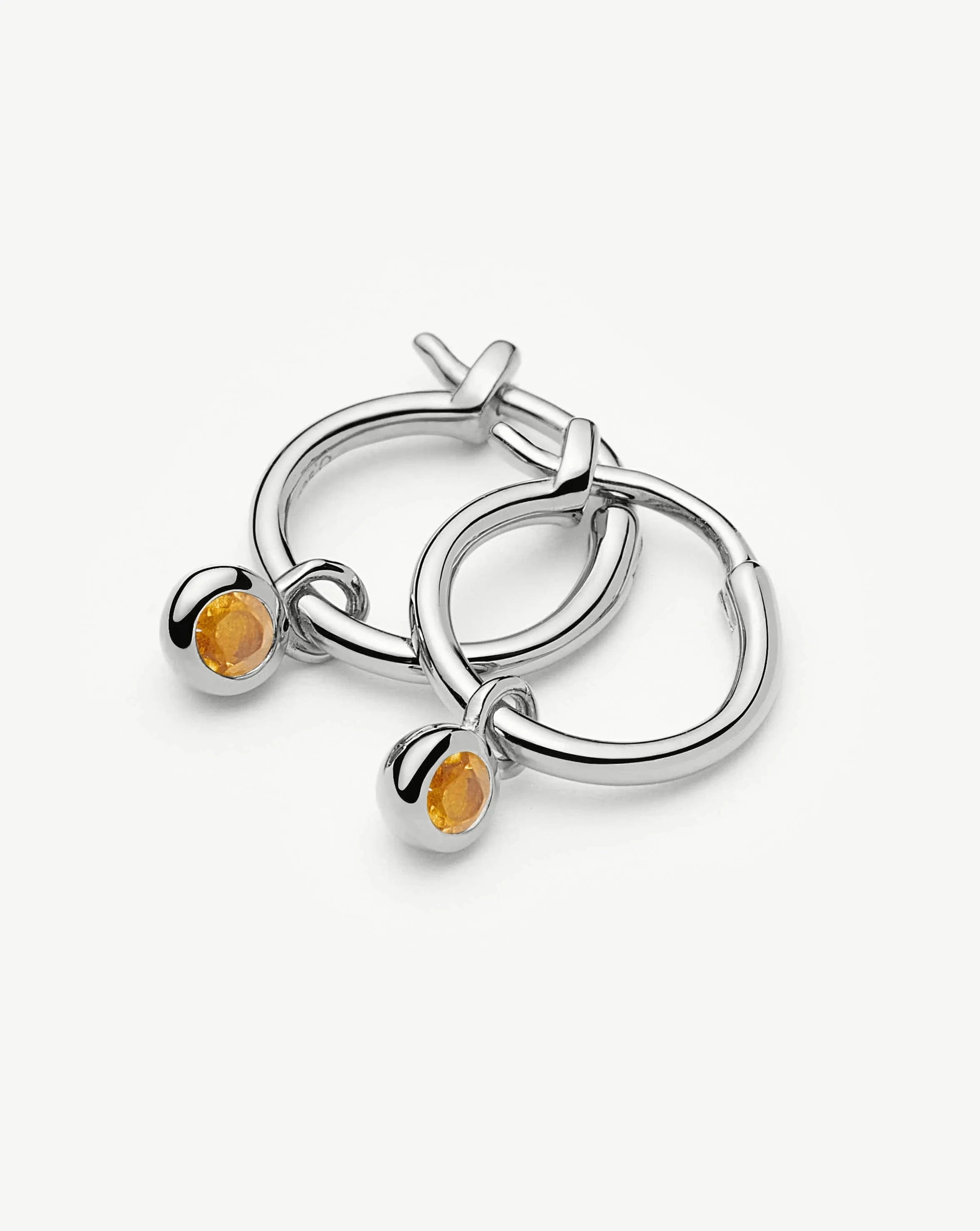 Missoma November Birthstone Mini Charm Hoop Earrings | Sterling Silver/Citrine