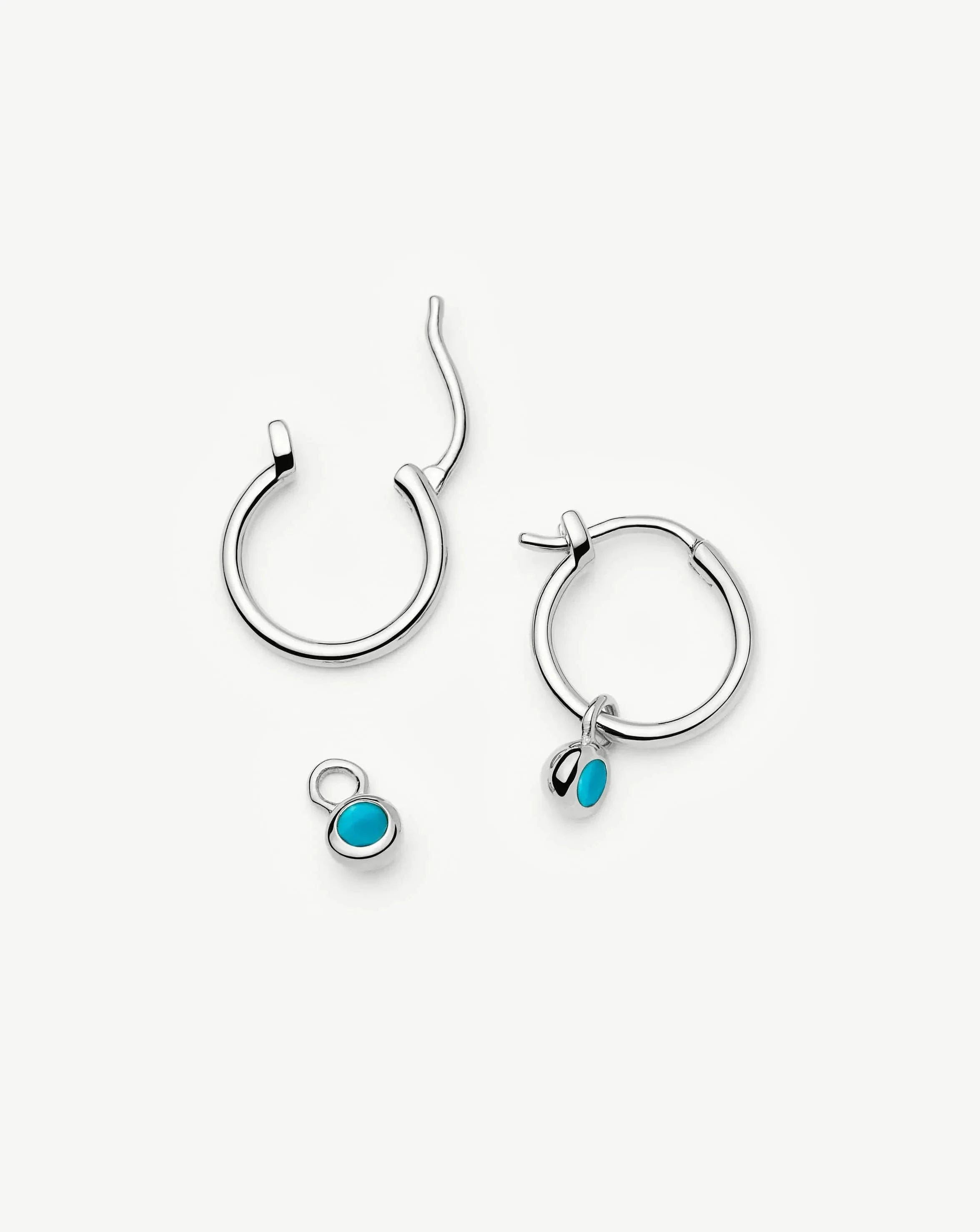 Missoma December Birthstone Mini Charm Hoop Earrings | Sterling Silver/Turquoise Magnesite