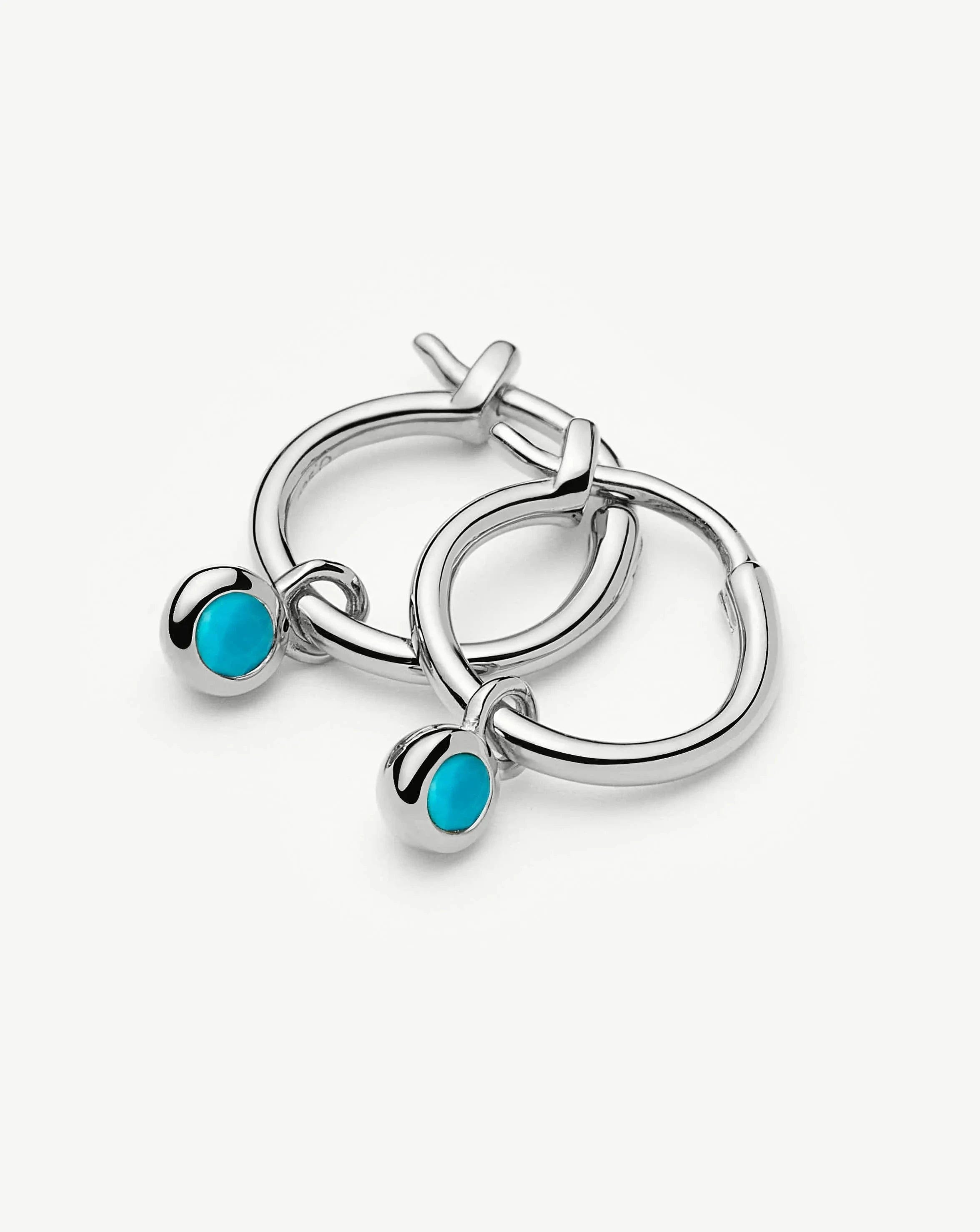 Missoma December Birthstone Mini Charm Hoop Earrings | Sterling Silver/Turquoise Magnesite