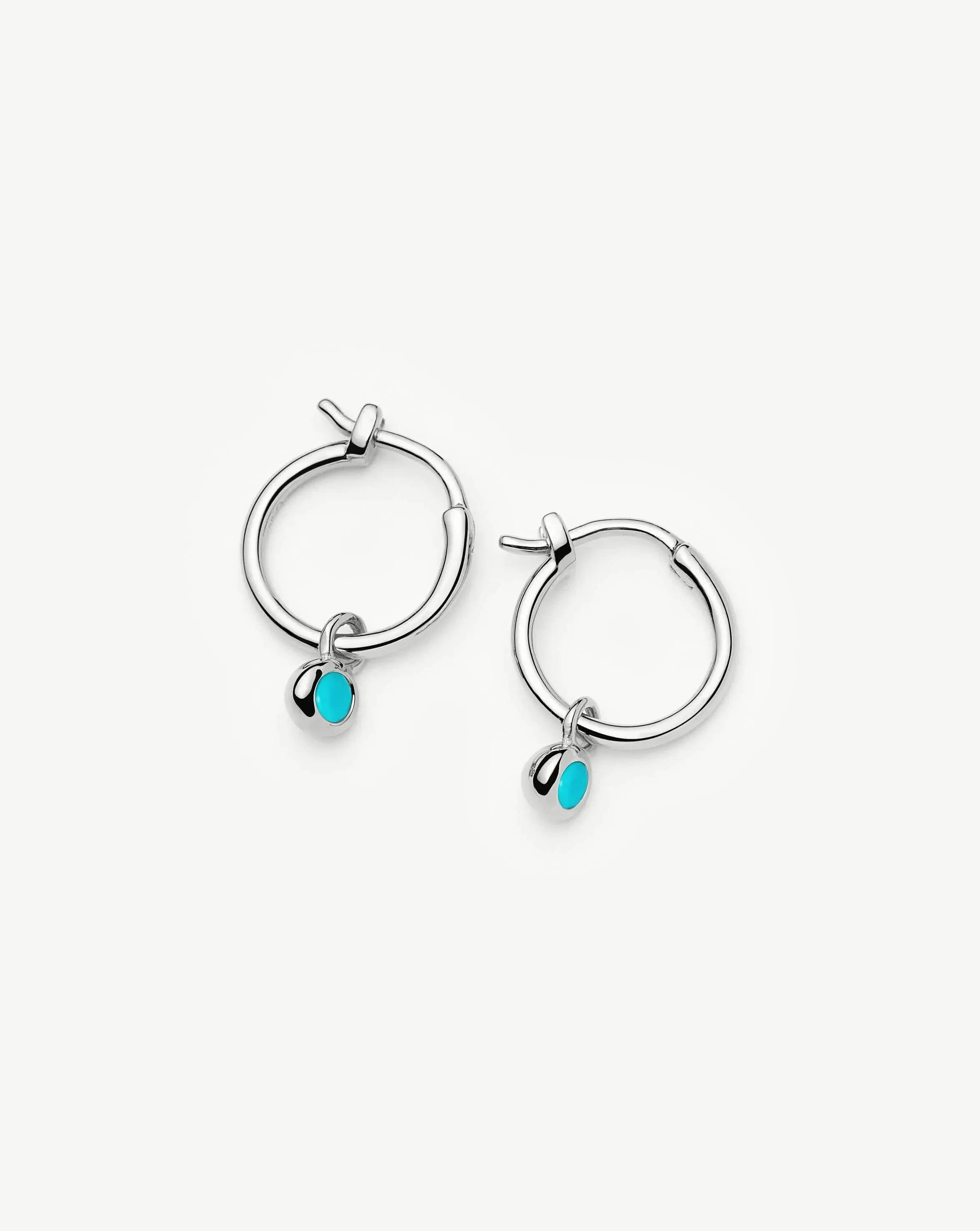 Missoma December Birthstone Mini Charm Hoop Earrings | Sterling Silver/Turquoise Magnesite