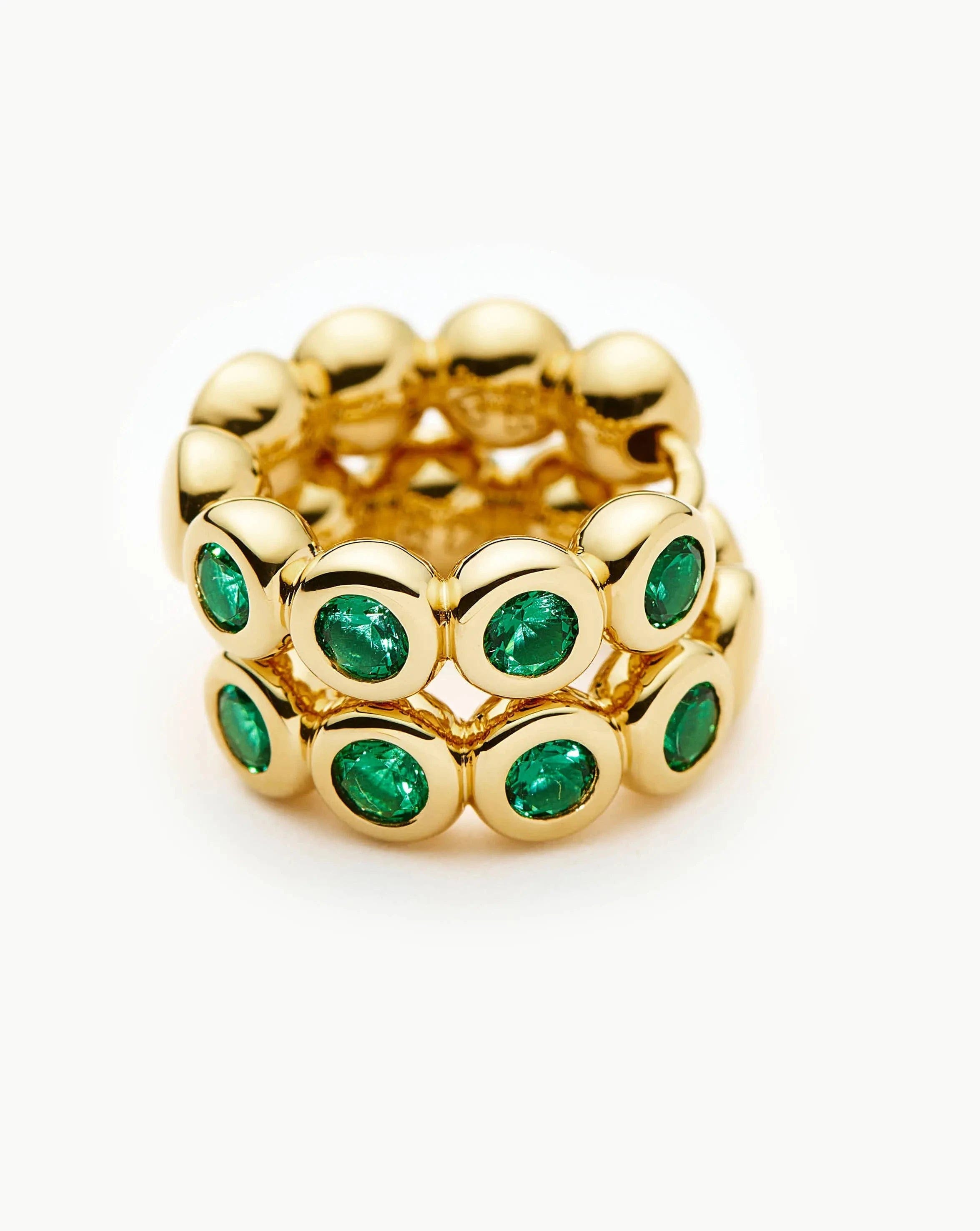 Missoma Tennis Small Hoop Earrings | 18ct Gold Vermeil/Emerald Green Nano - crystal