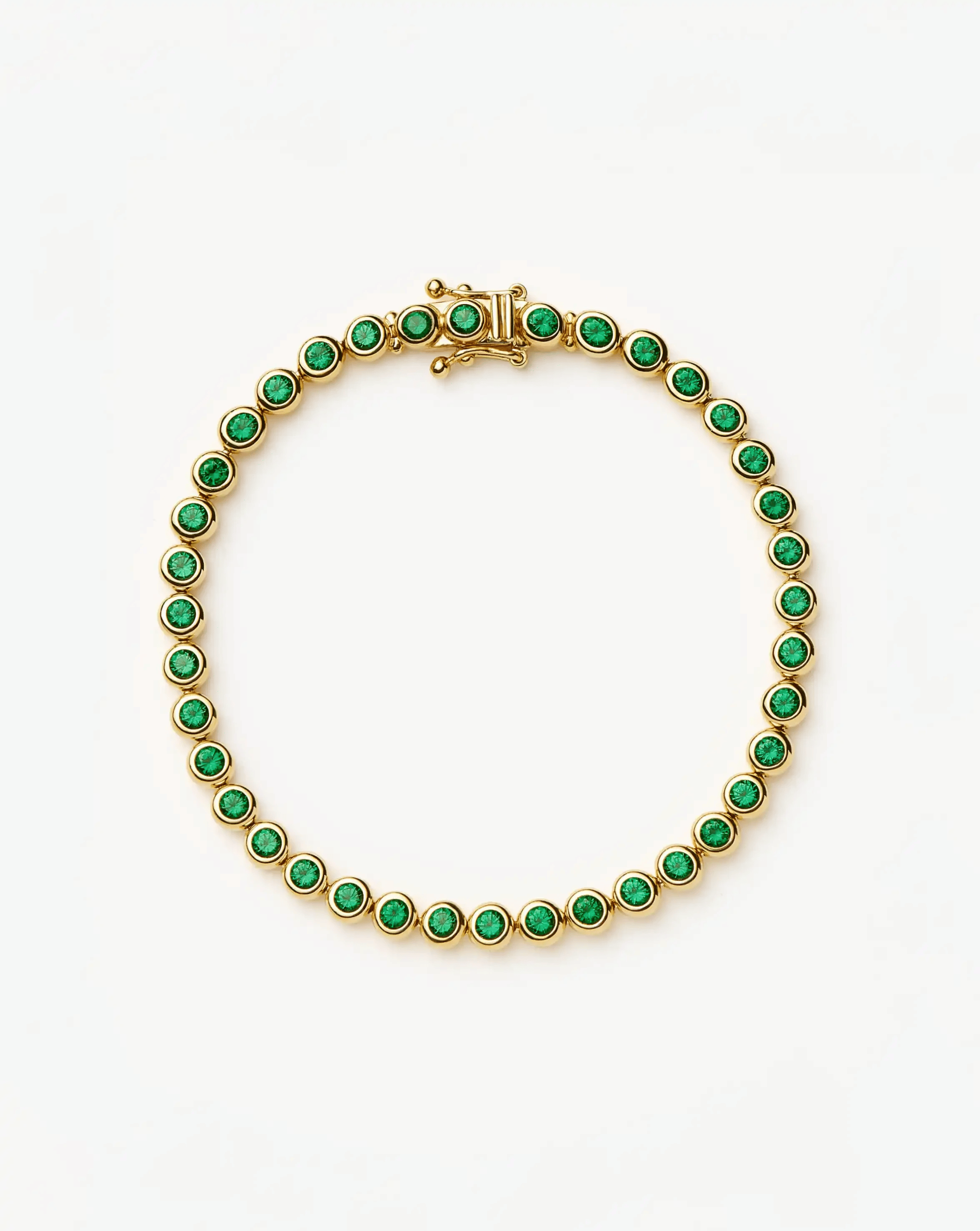 Missoma Tennis Round Bracelet | 18ct Gold Vermeil/Emerald Green Nano - crystal