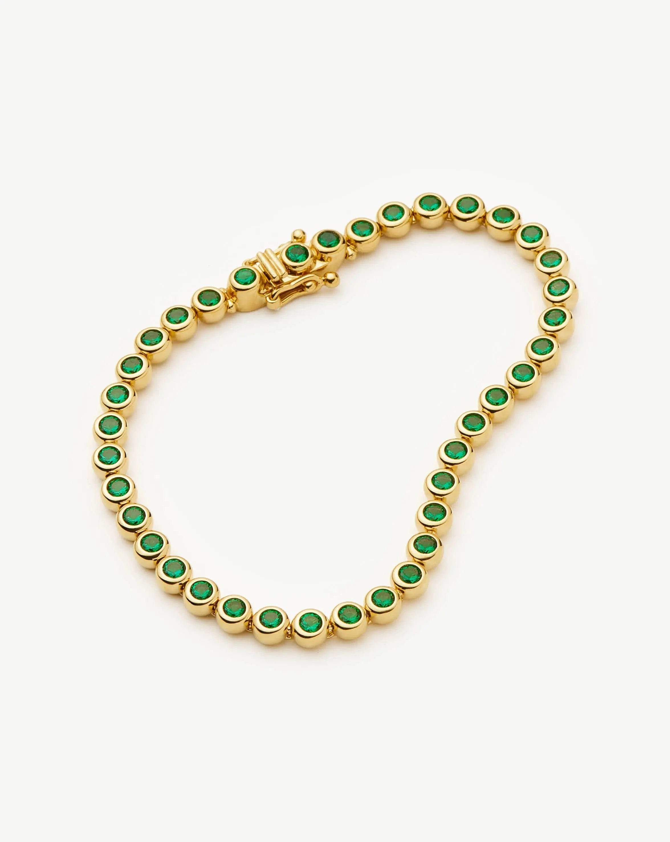 Missoma Tennis Round Bracelet | 18ct Gold Vermeil/Emerald Green Nano - crystal