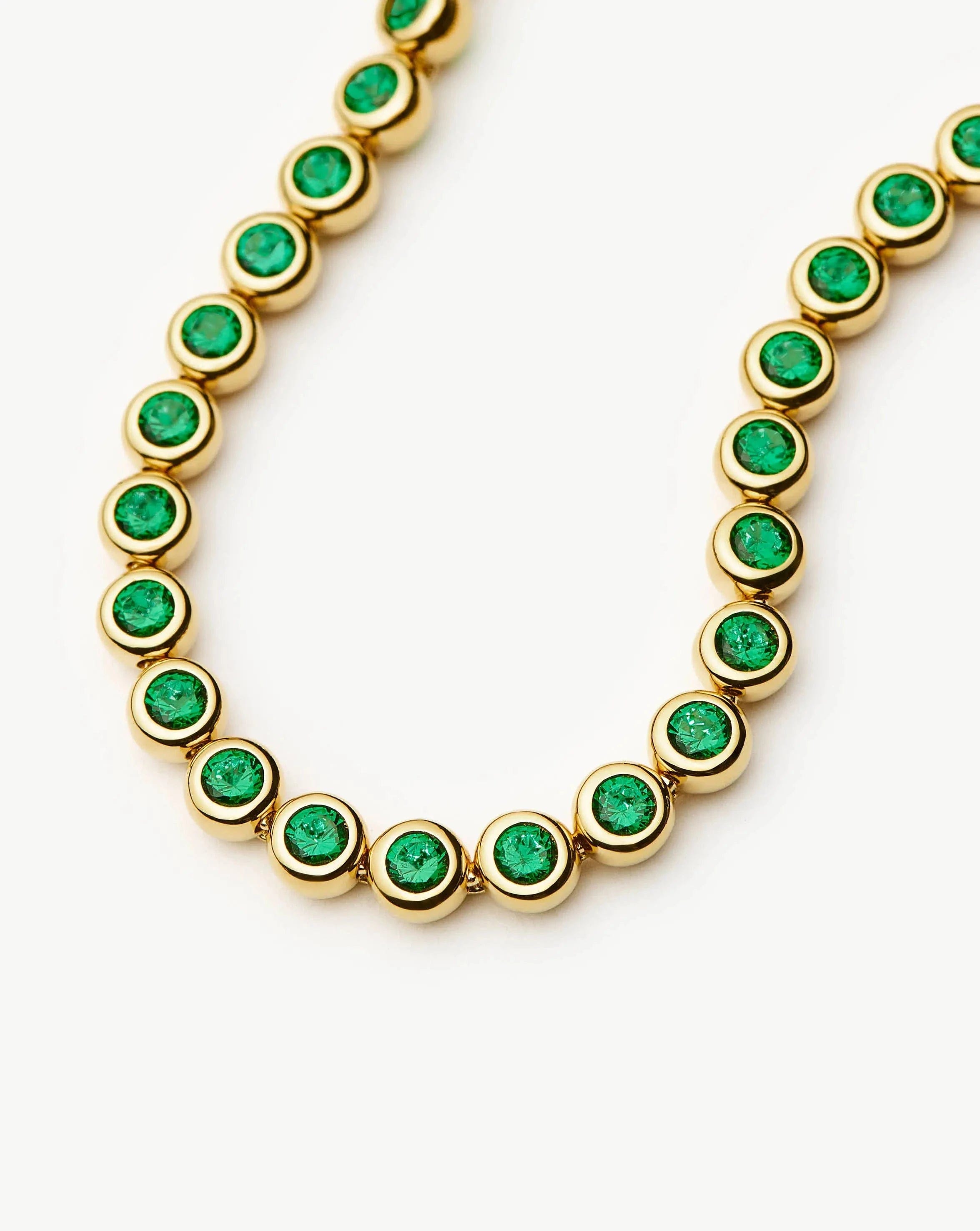 Missoma Tennis Round Bracelet | 18ct Gold Vermeil/Emerald Green Nano - crystal