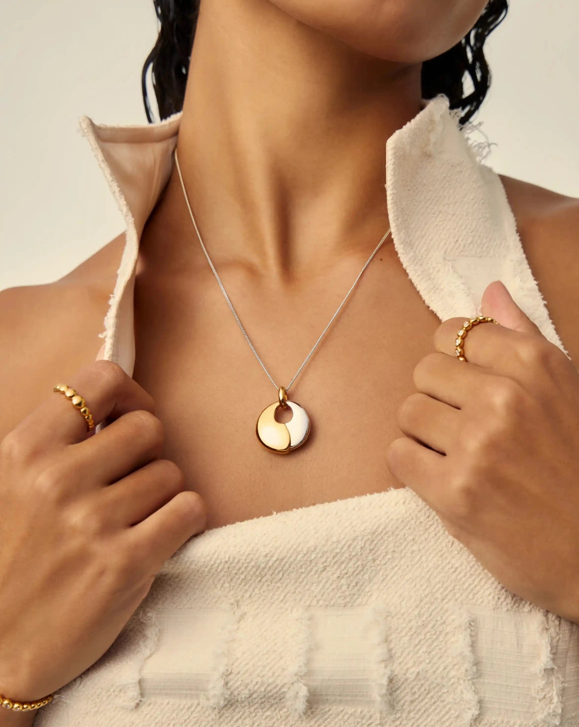 Missoma Sculptural Pebble Pendant Necklace Set | Mixed Metal