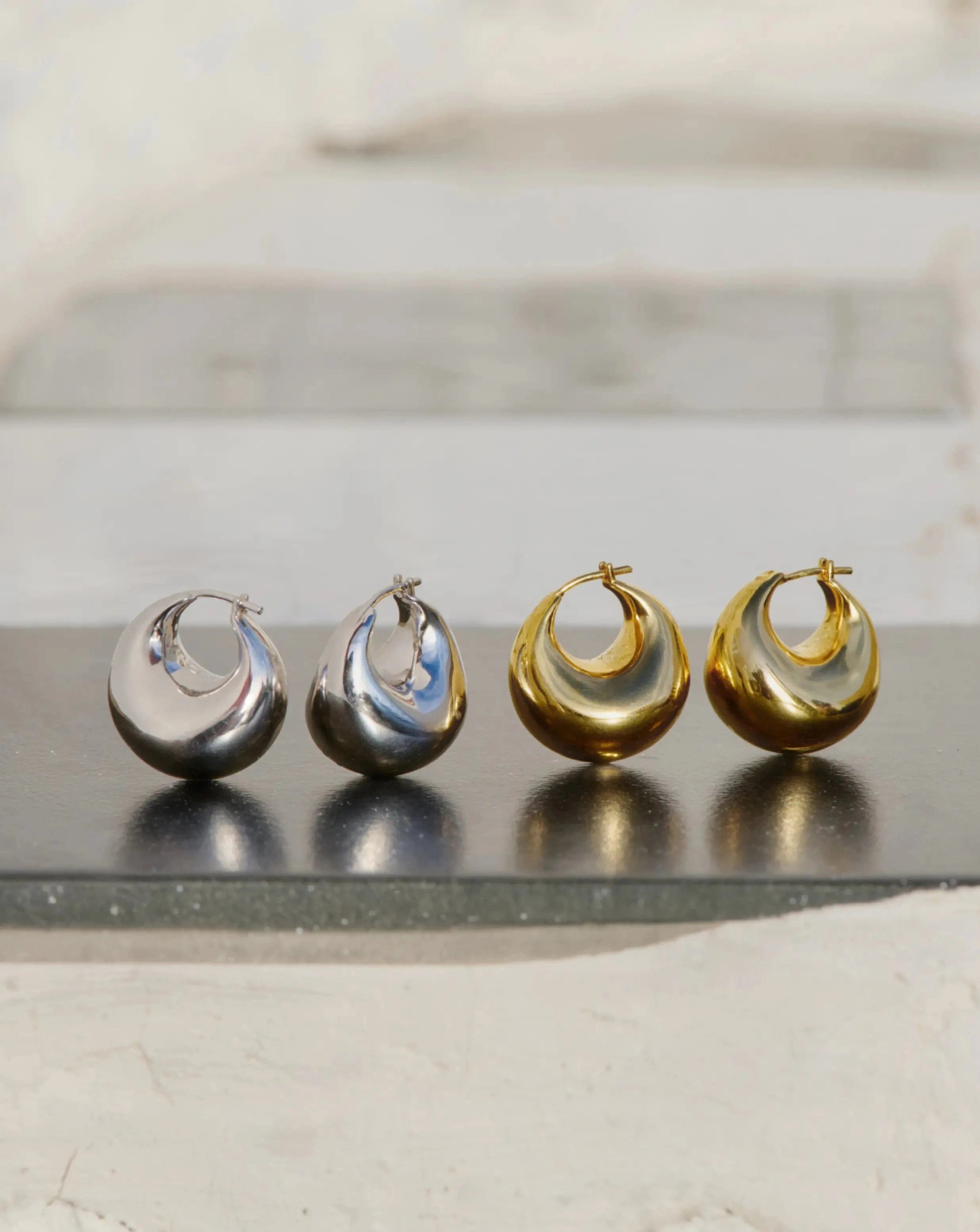 Missoma Sculptural Chubby Dome Small Hoop Earrings | 18ct Gold Plated