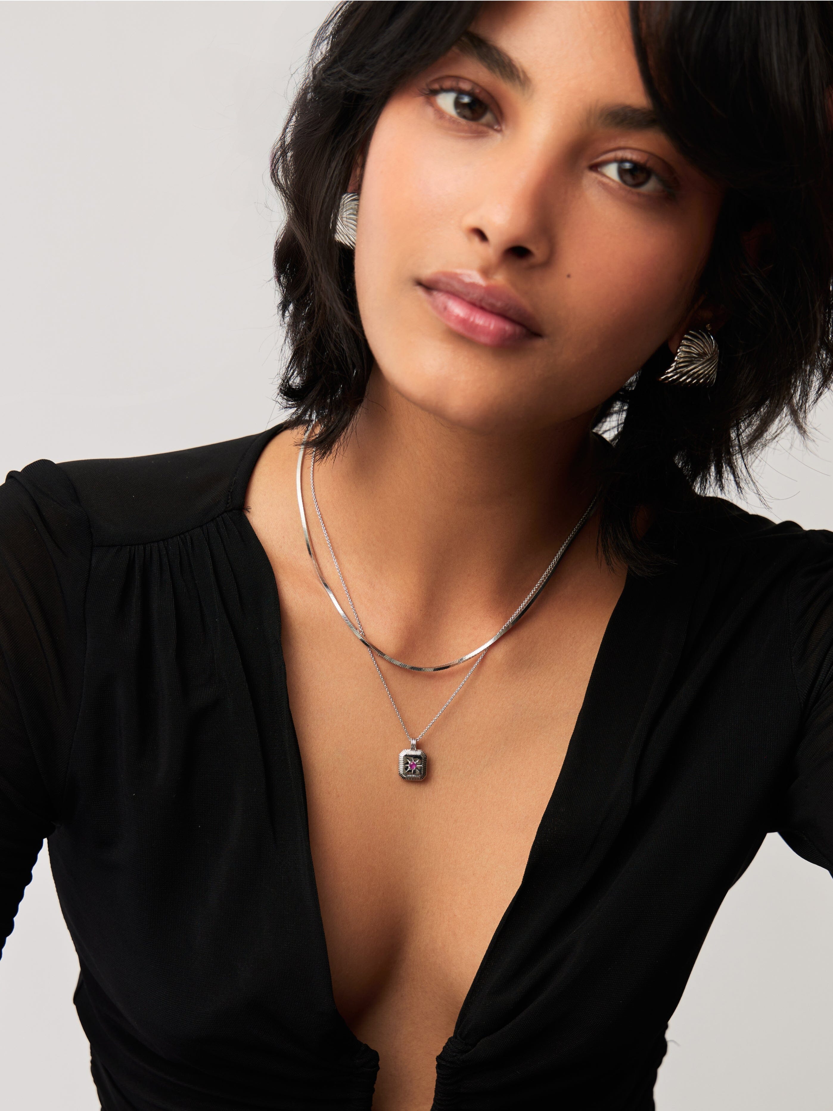 Missoma October Birthstone Pendant Necklace | Sterling Silver/Pink Tourmaline