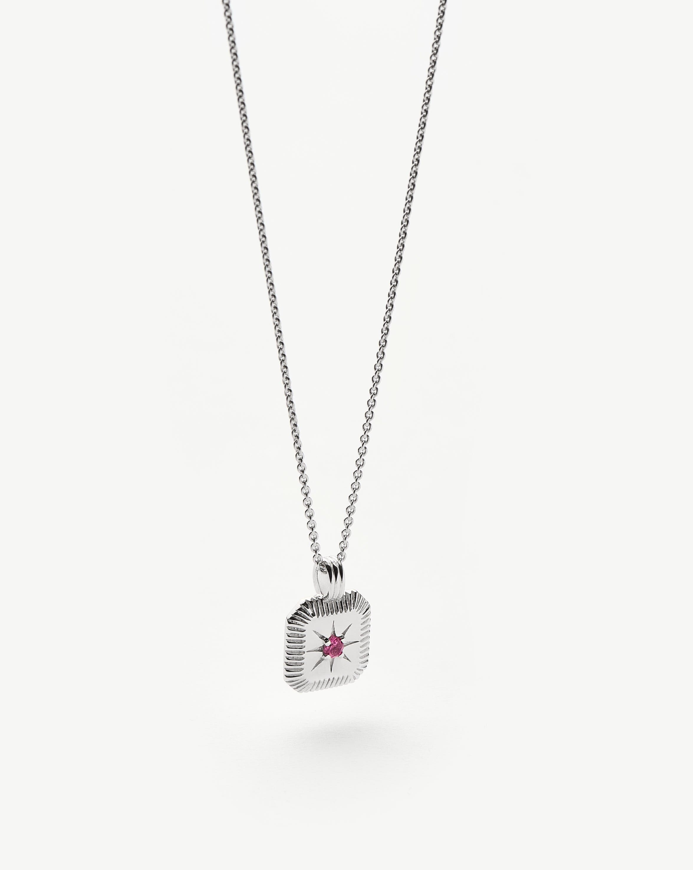 Missoma October Birthstone Pendant Necklace | Sterling Silver/Pink Tourmaline