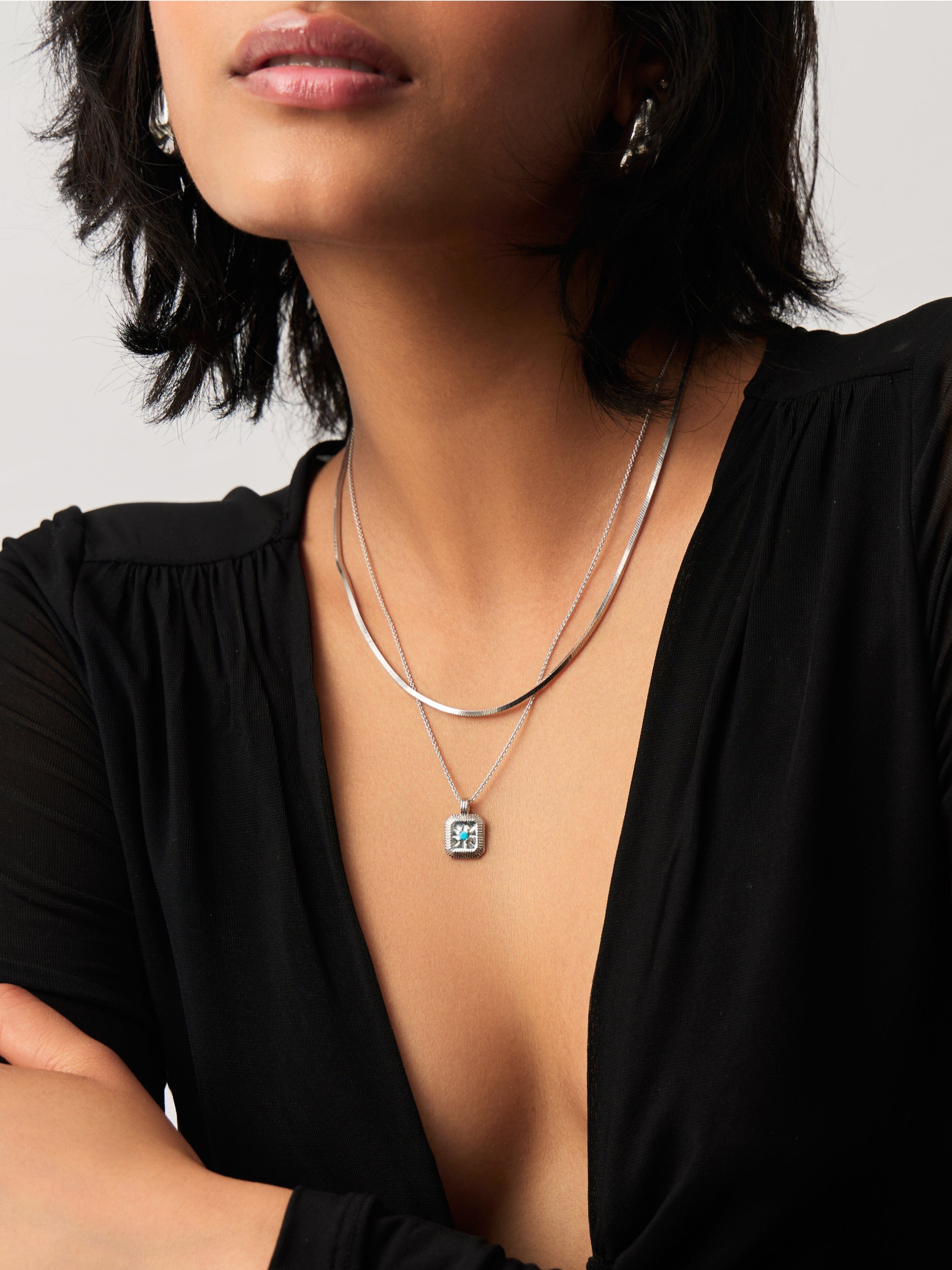 Missoma December Birthstone Pendant Necklace | Dyed Turquoise Magnesite/Sterling Silver