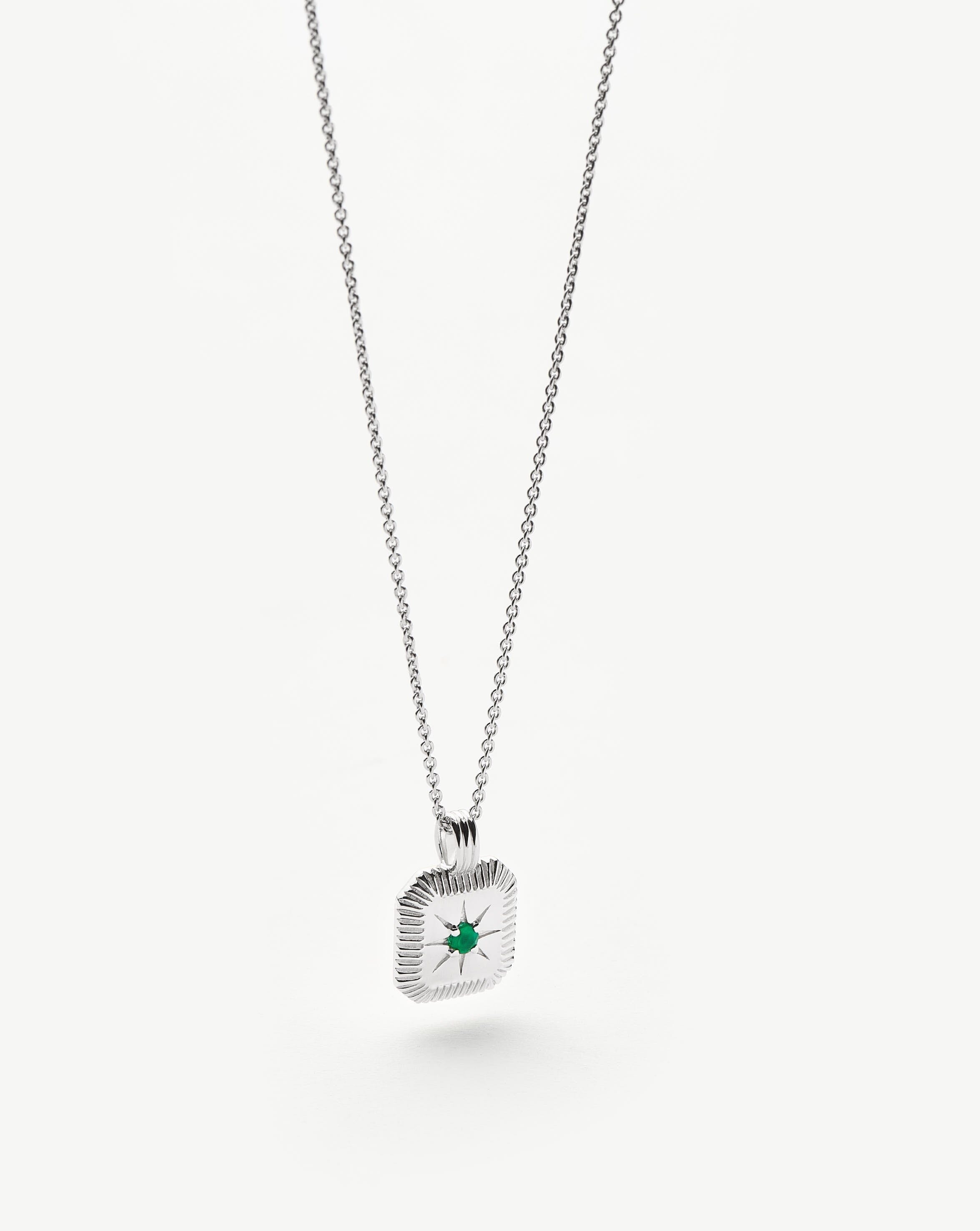 Missoma May Birthstone Pendant Necklace | Sterling Silver/Green Onyx