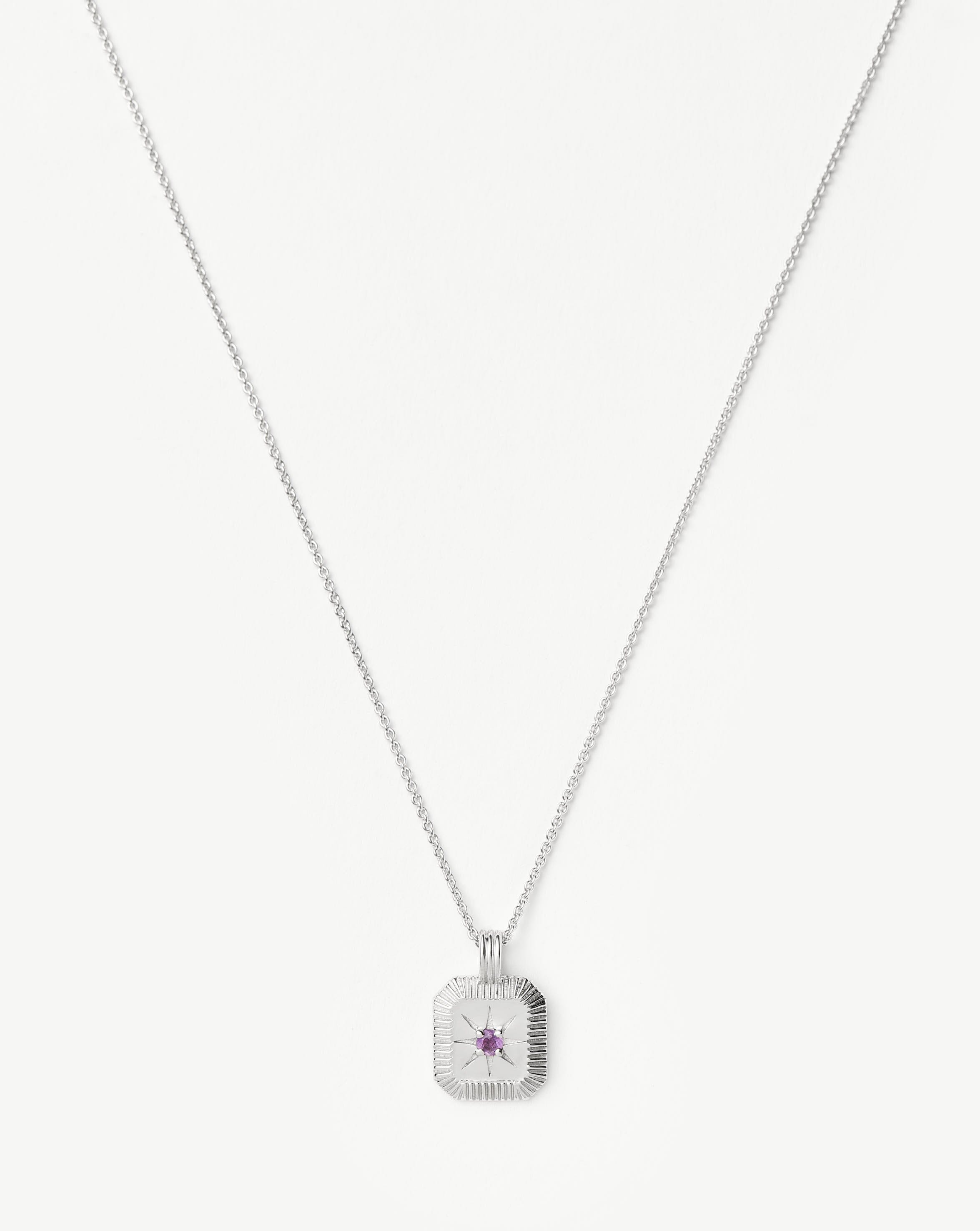 Missoma February Birthstone Pendant Necklace | Amethyst/Sterling Silver