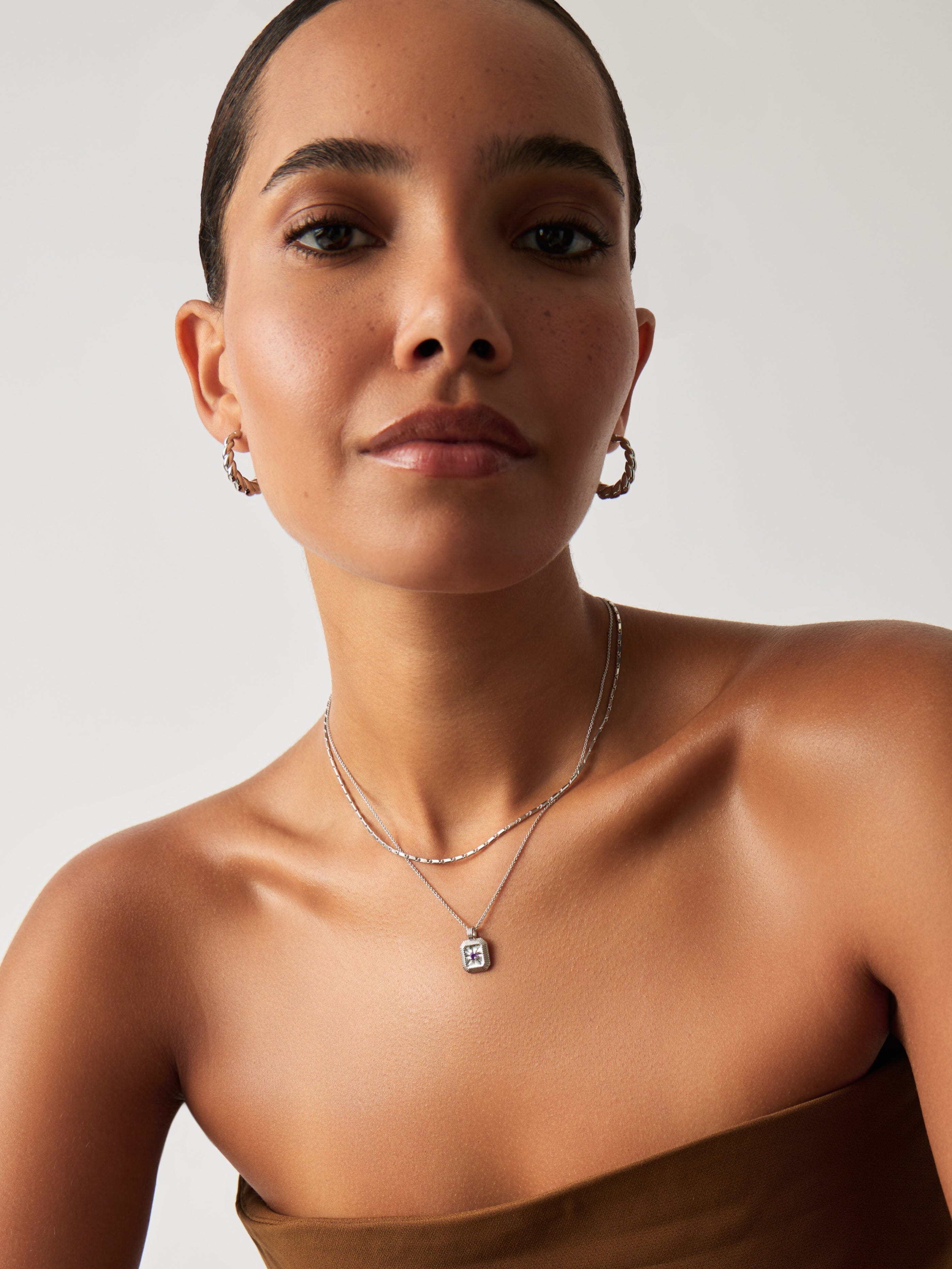 Missoma February Birthstone Pendant Necklace | Amethyst/Sterling Silver