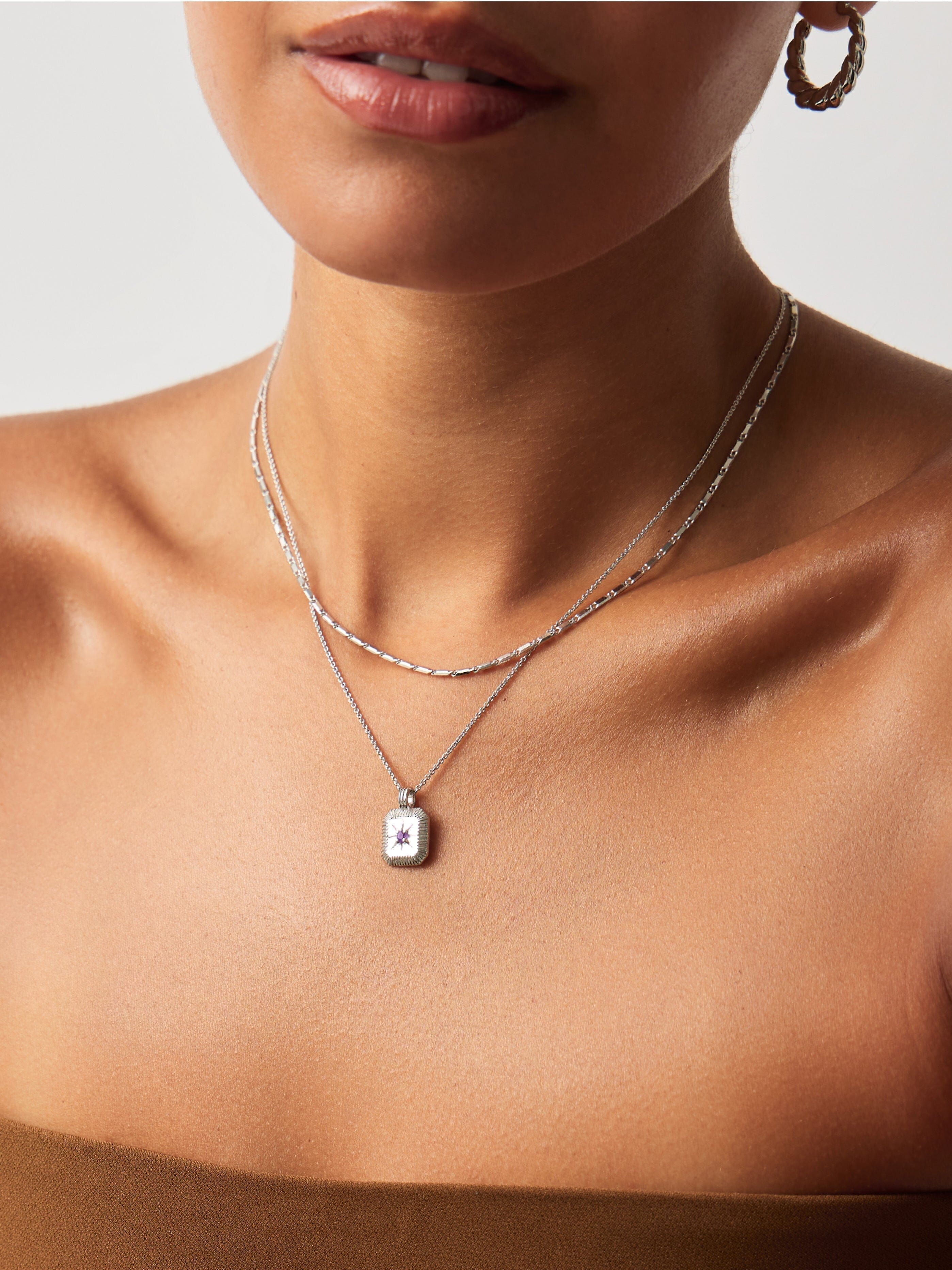 Missoma February Birthstone Pendant Necklace | Amethyst/Sterling Silver
