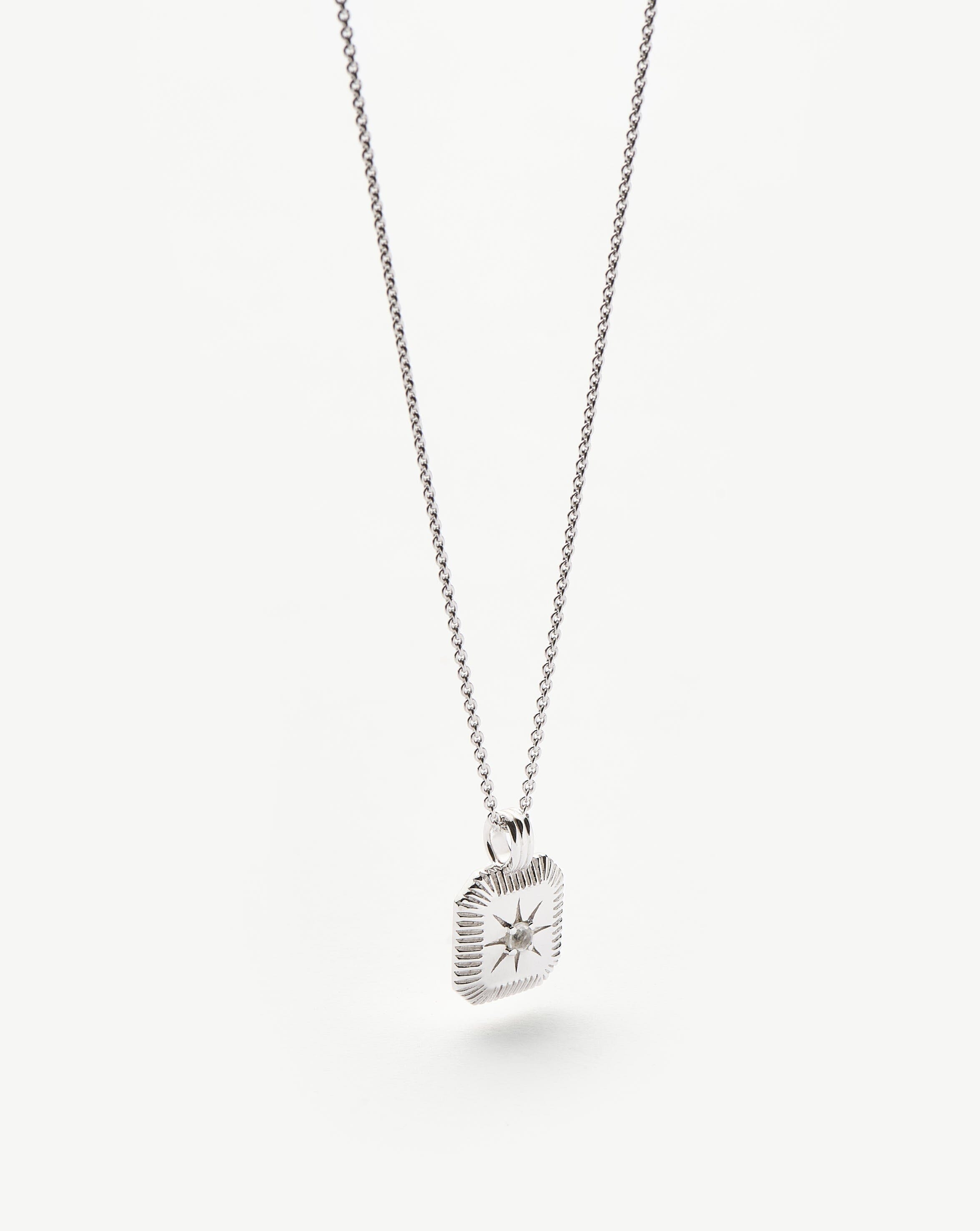 Missoma June Birthstone Pendant Necklace | Rainbow Moonstone/June
