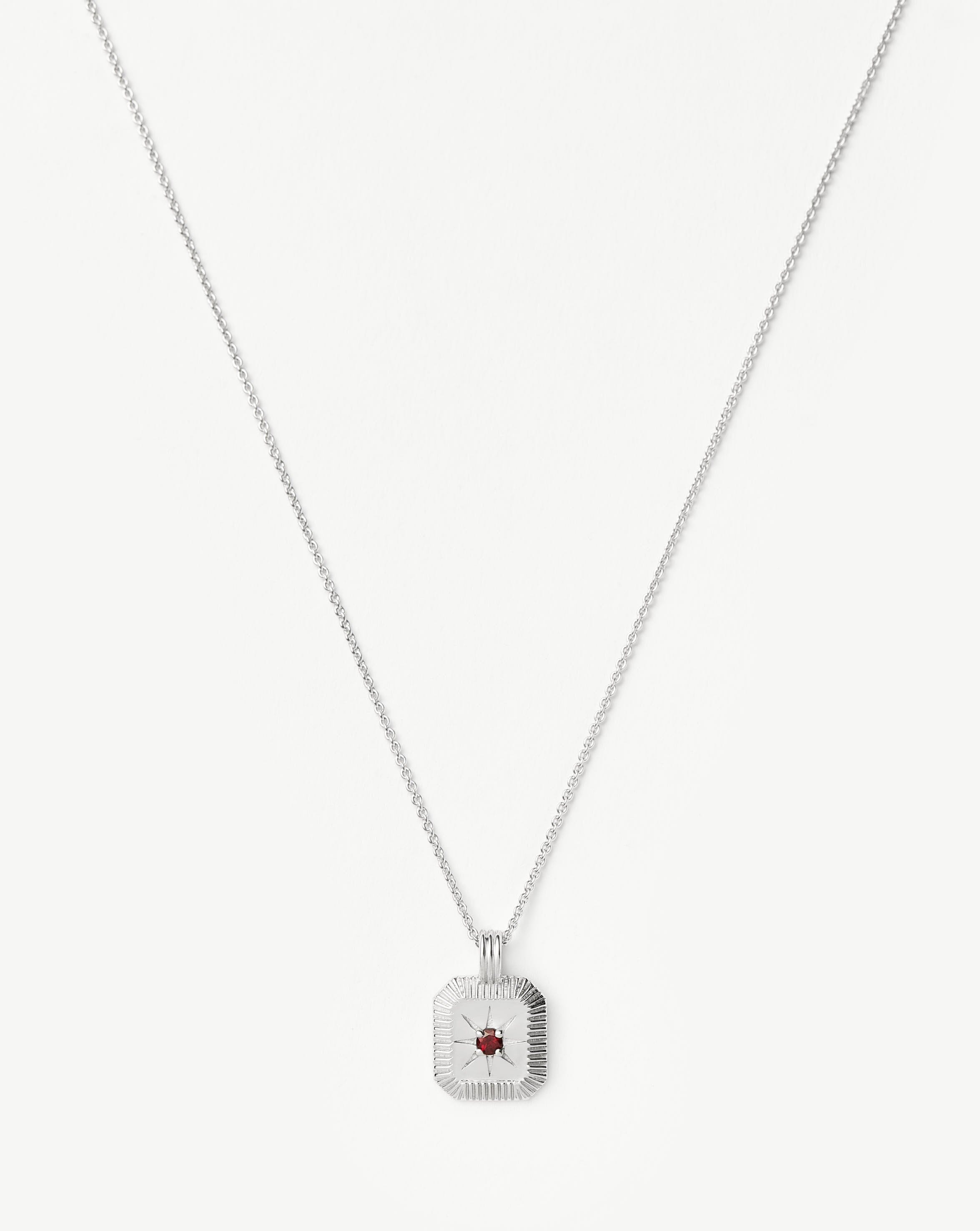 Missoma January Birthstone Pendant Necklace | Garnet/Sterling Silver