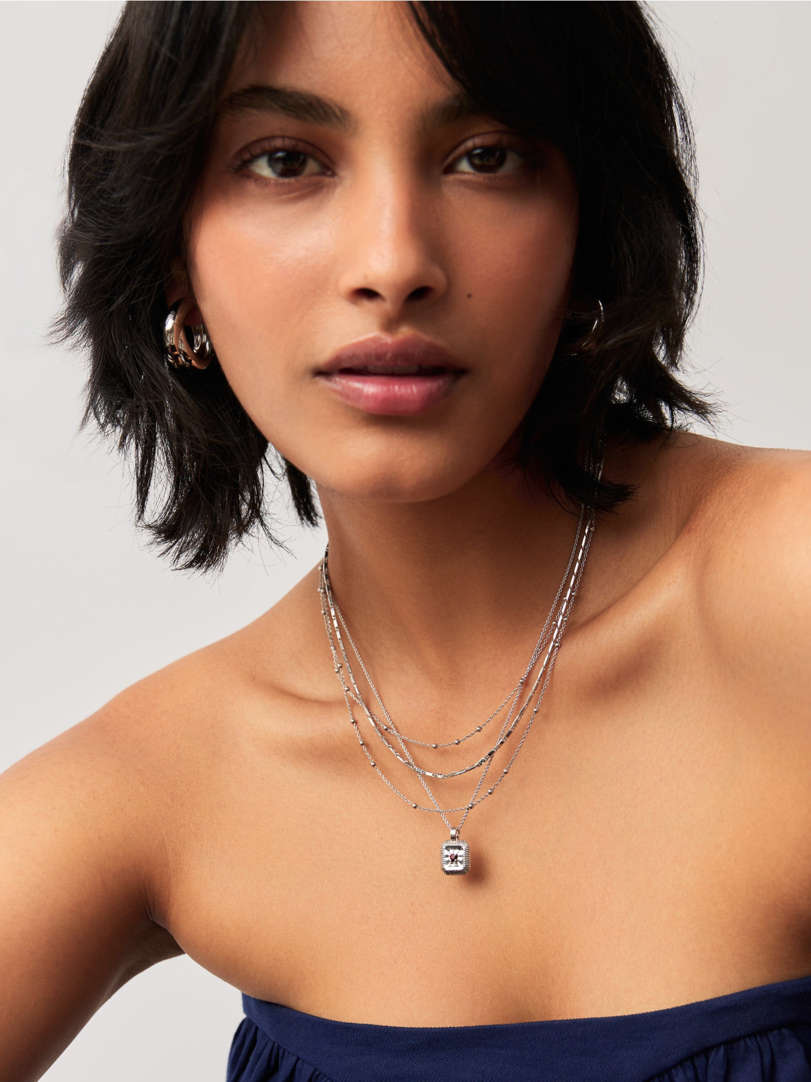 Missoma January Birthstone Pendant Necklace | Garnet/Sterling Silver
