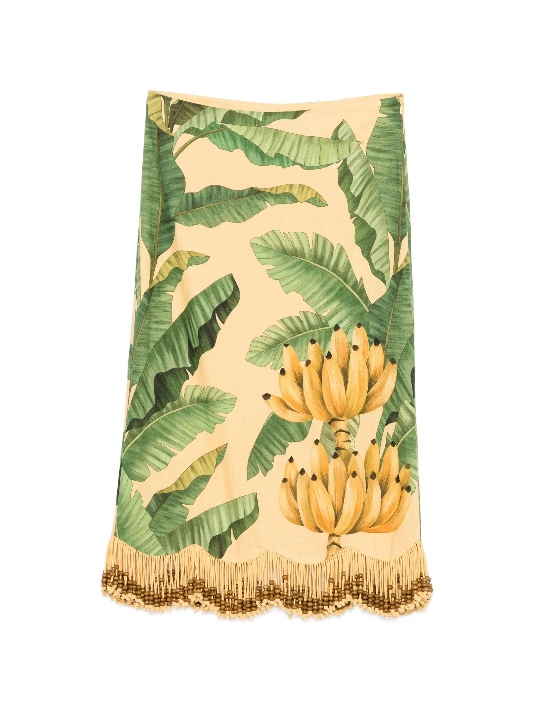 FARM Rio fruit - print beaded - fringe maxi skirt