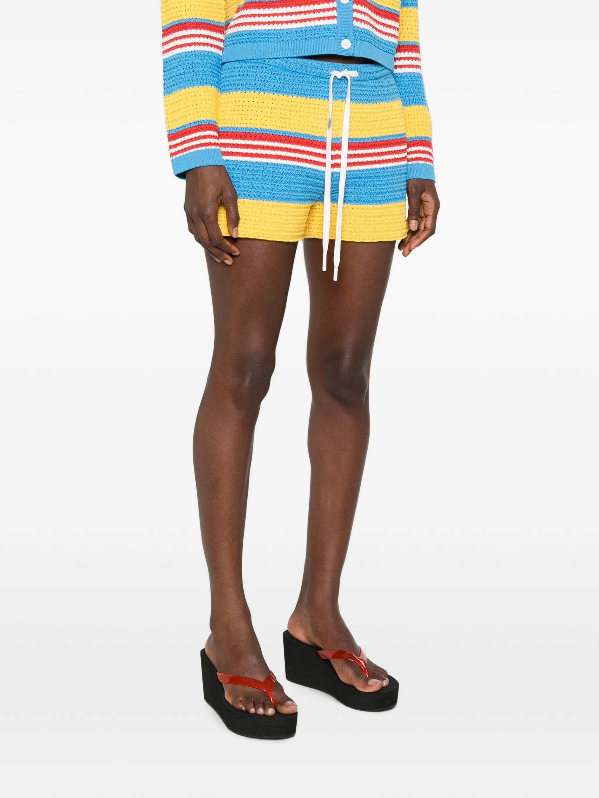 Posse Tammy striped crochet shorts