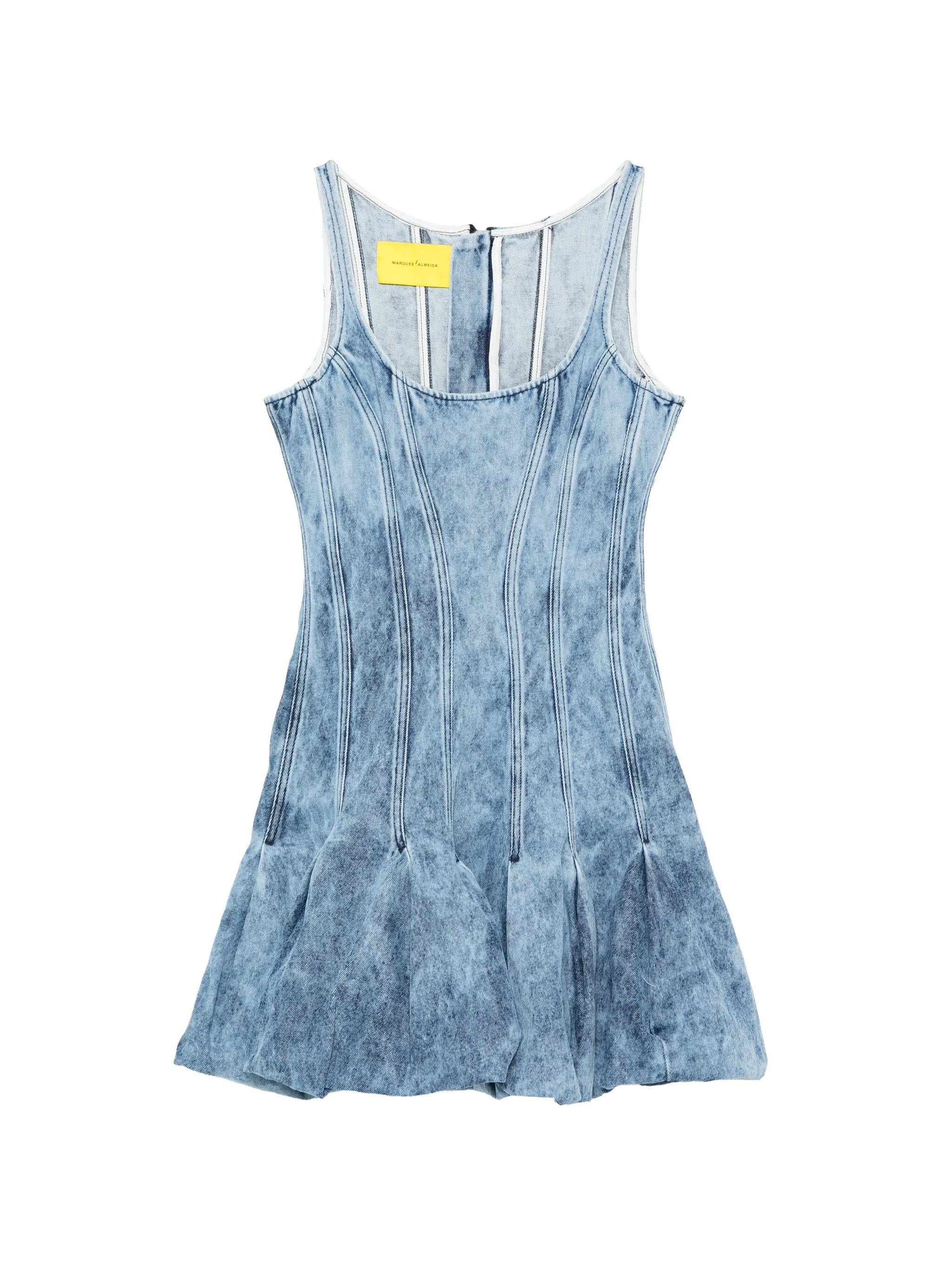 Marques'almeida acid wash pleated dress