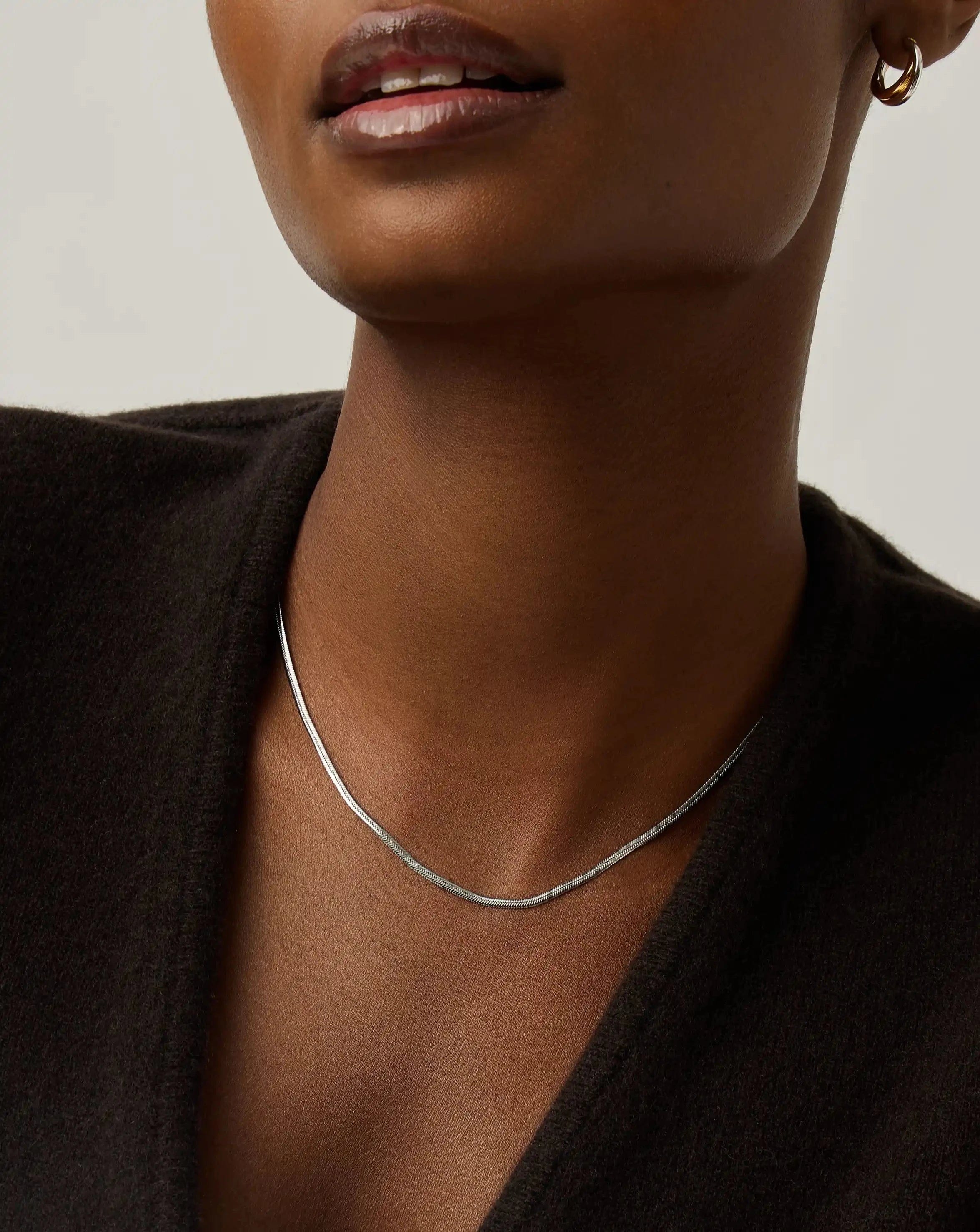 Missoma Thin Snake Chain Necklace | Silver Plated