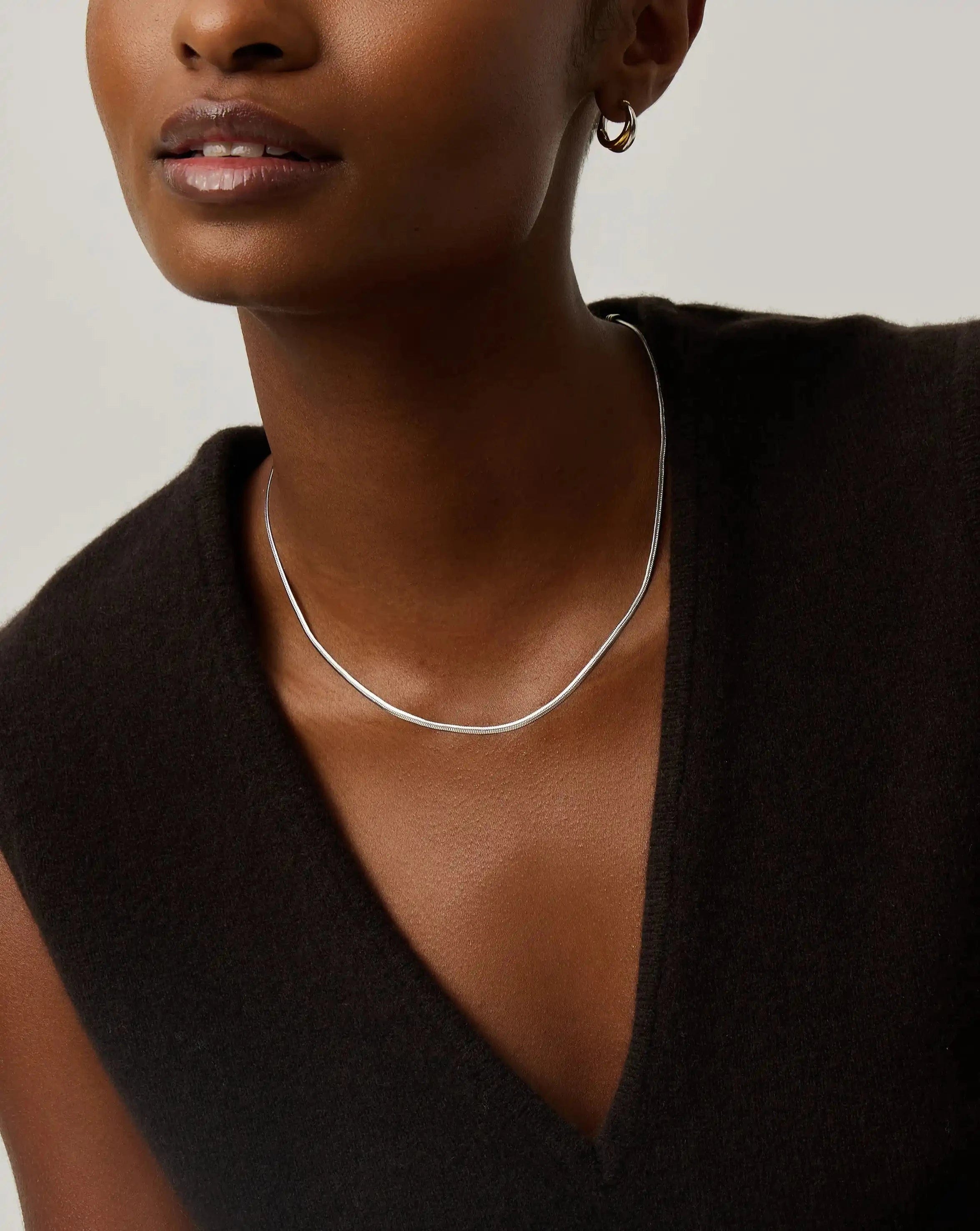Missoma Thin Snake Chain Necklace | Silver Plated