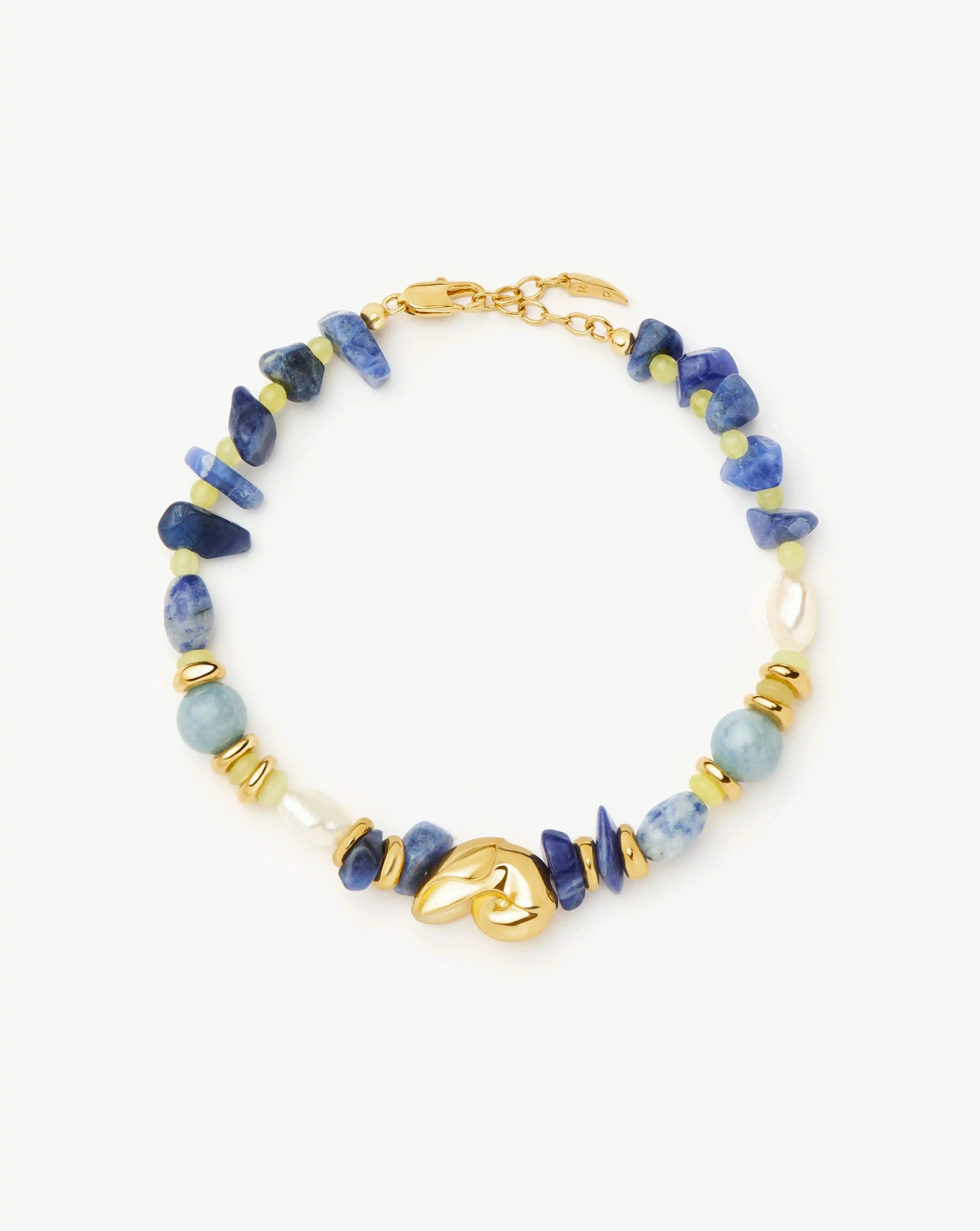 Missoma Shell Statement Multi Beaded Bracelet | 18ct Gold Plated/Multi Gemstone