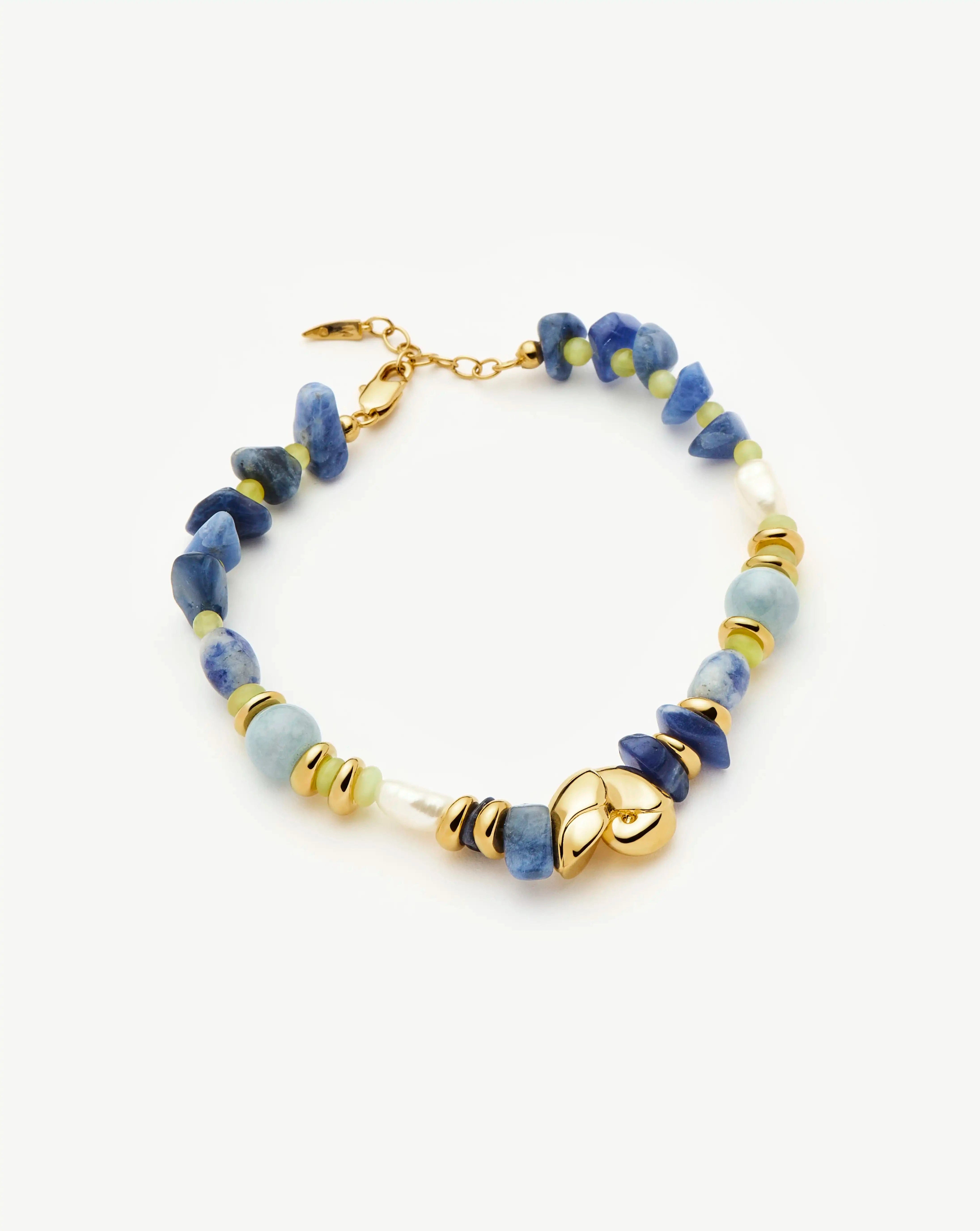 Missoma Shell Statement Multi Beaded Bracelet | 18ct Gold Plated/Multi Gemstone