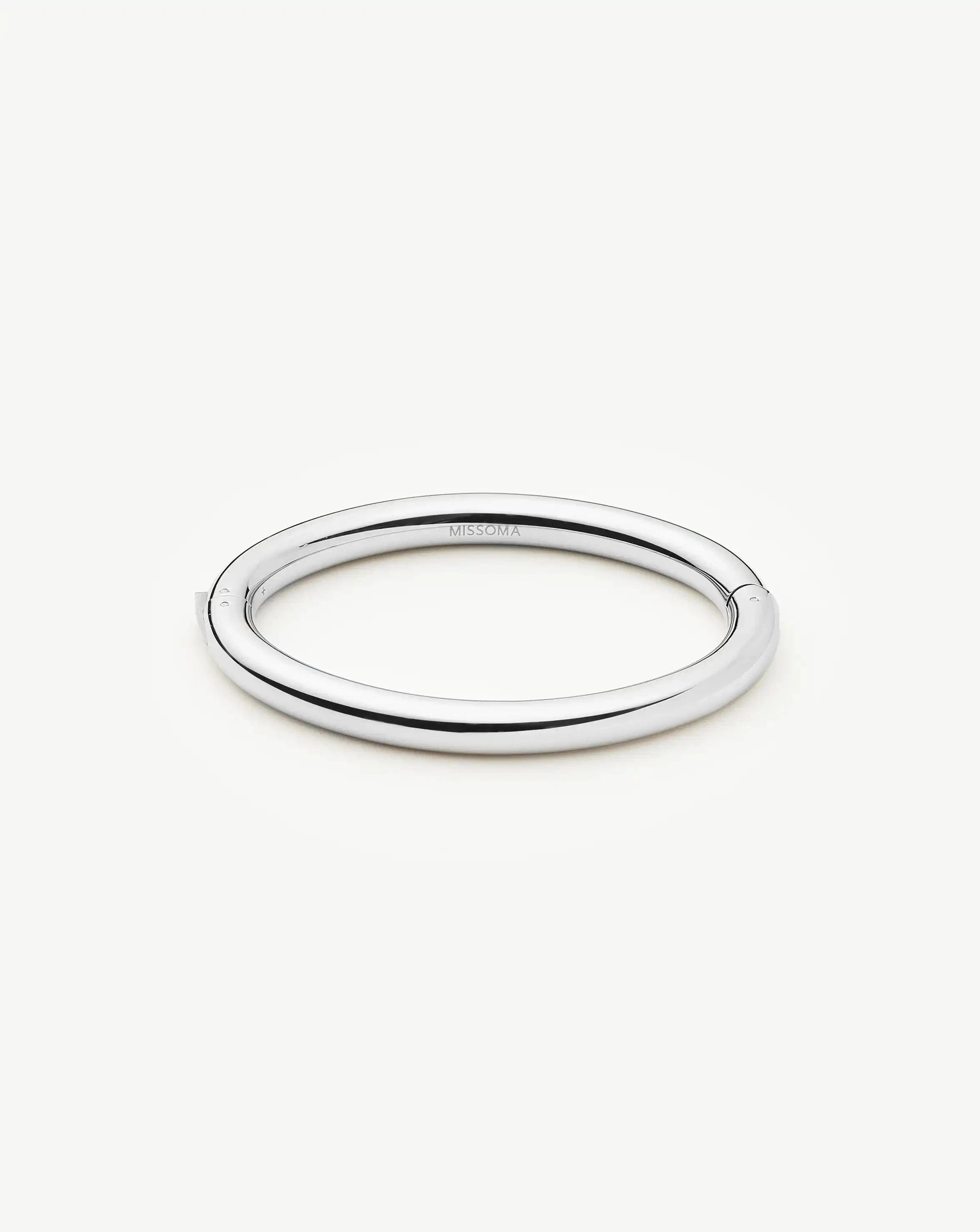 Missoma Chunky Round Hinged Bangle | Platinum Plated