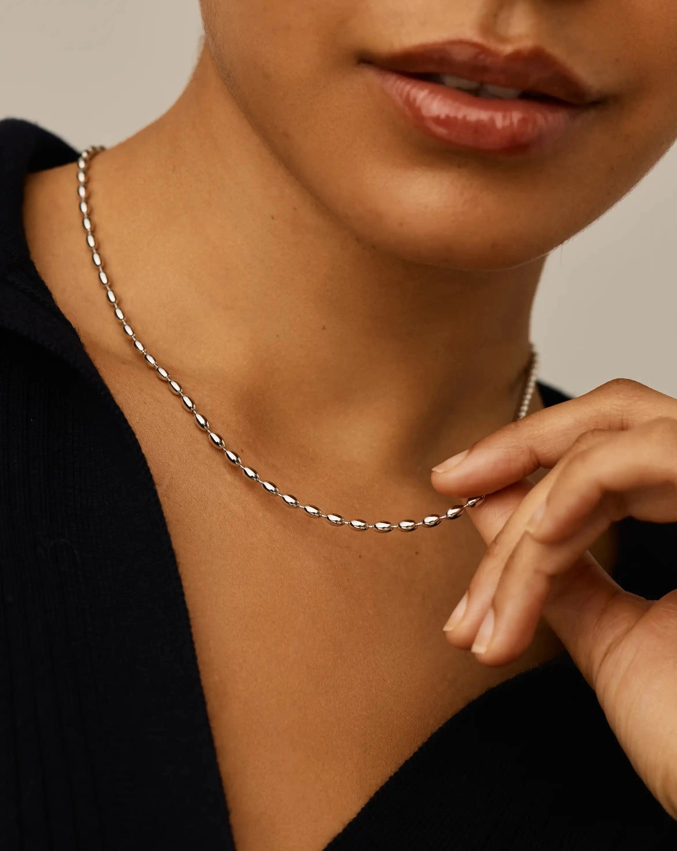 Missoma Molten Olive Chain Necklace | Silver Plated