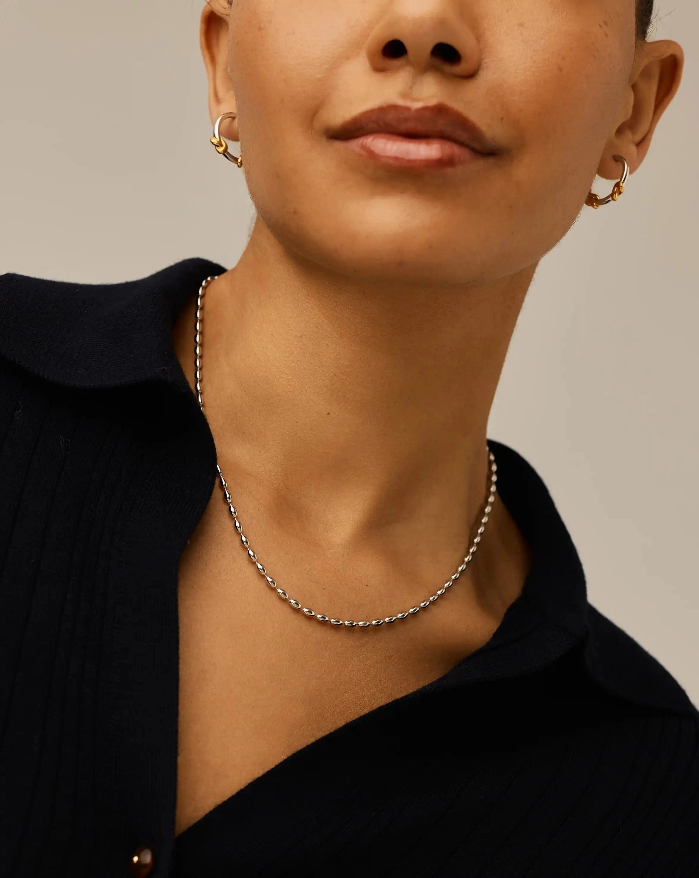 Missoma Molten Olive Chain Necklace | Silver Plated