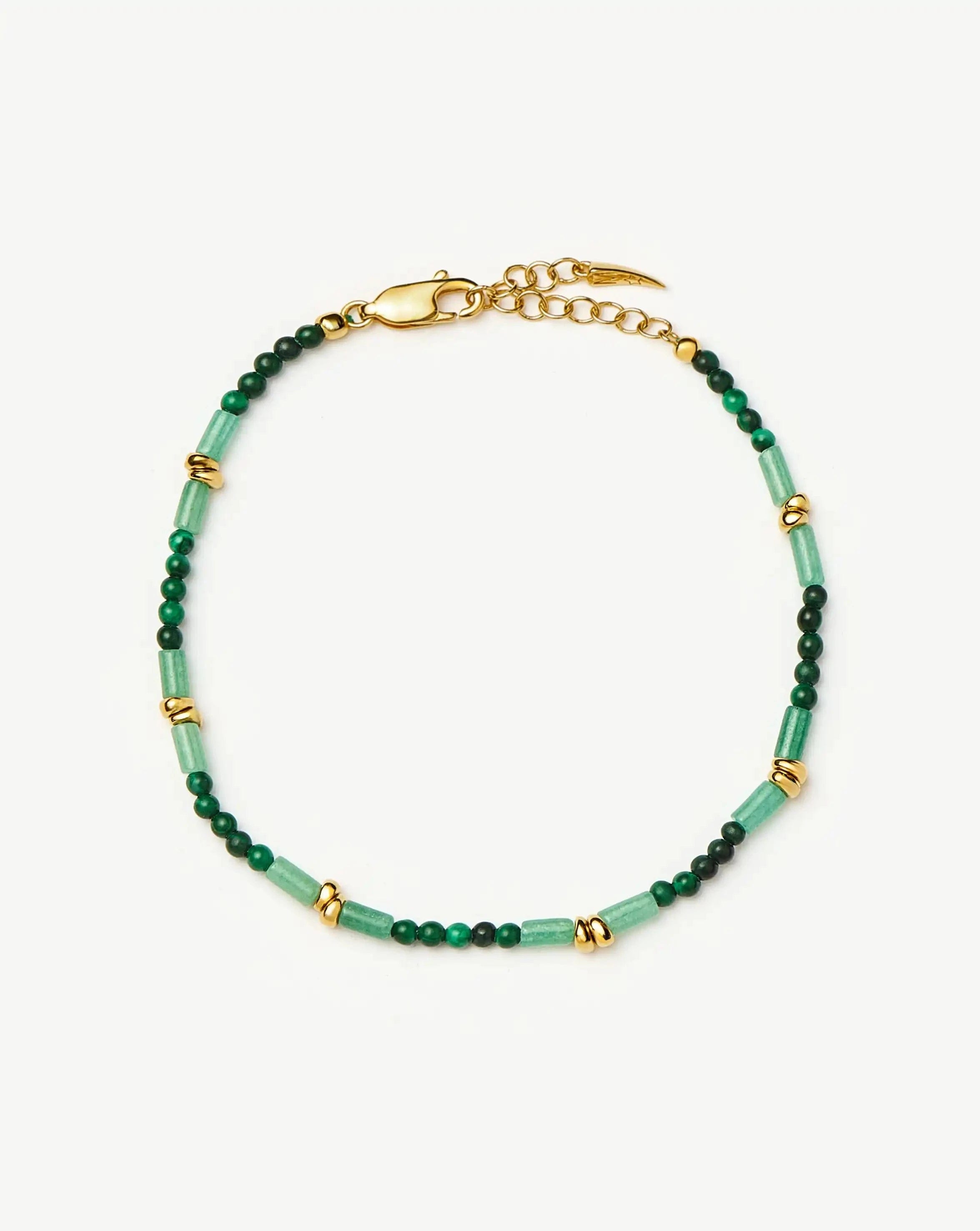 Missoma Beaded Gemstone Bracelet | 18ct Gold Plated/Mojito Green