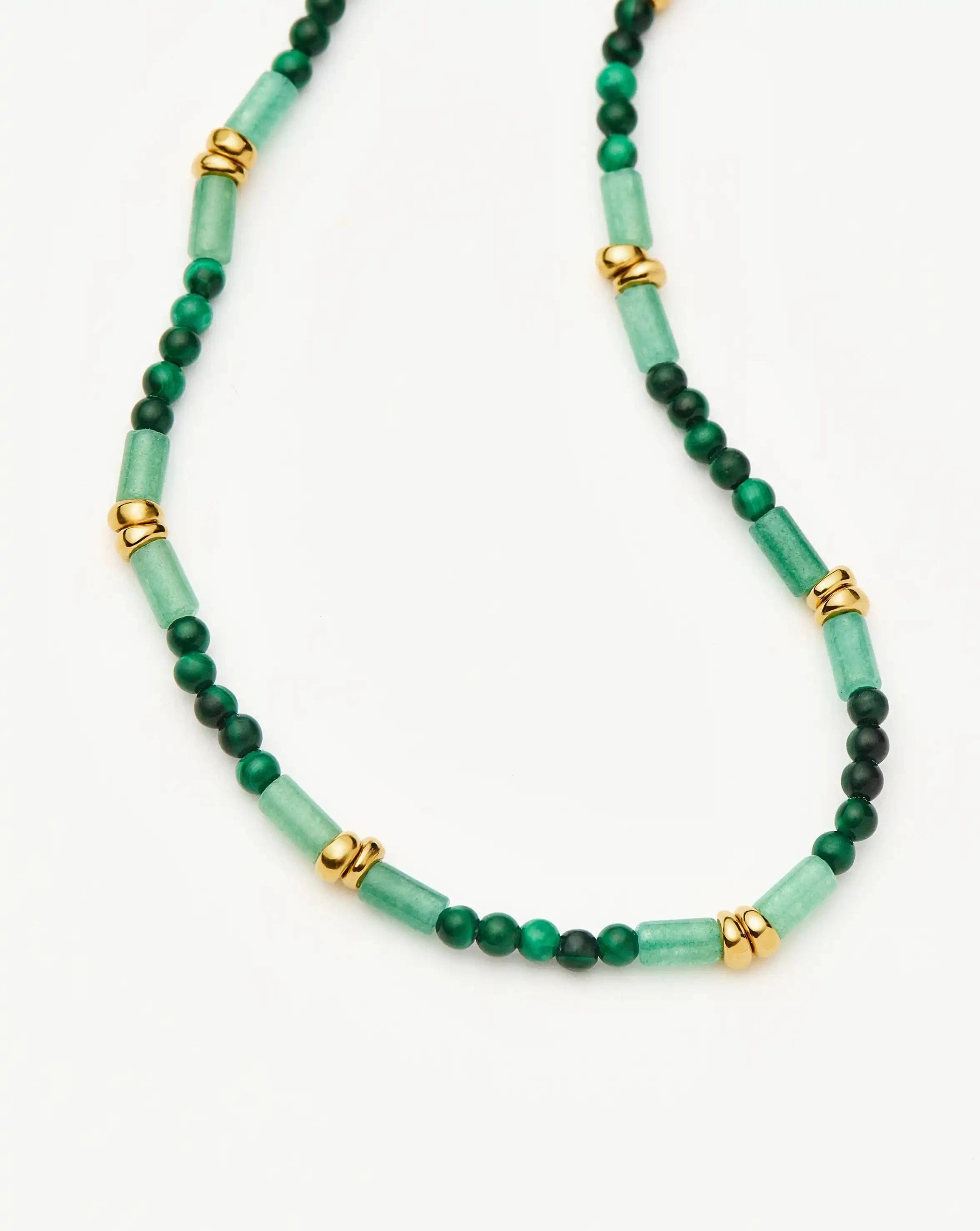 Missoma Beaded Gemstone Bracelet | 18ct Gold Plated/Mojito Green