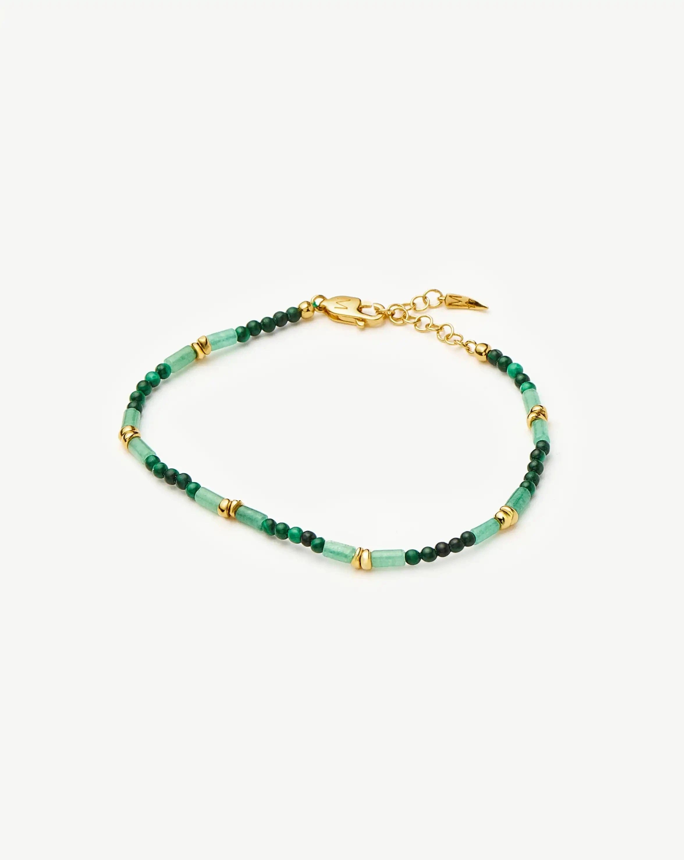 Missoma Beaded Gemstone Bracelet | 18ct Gold Plated/Mojito Green