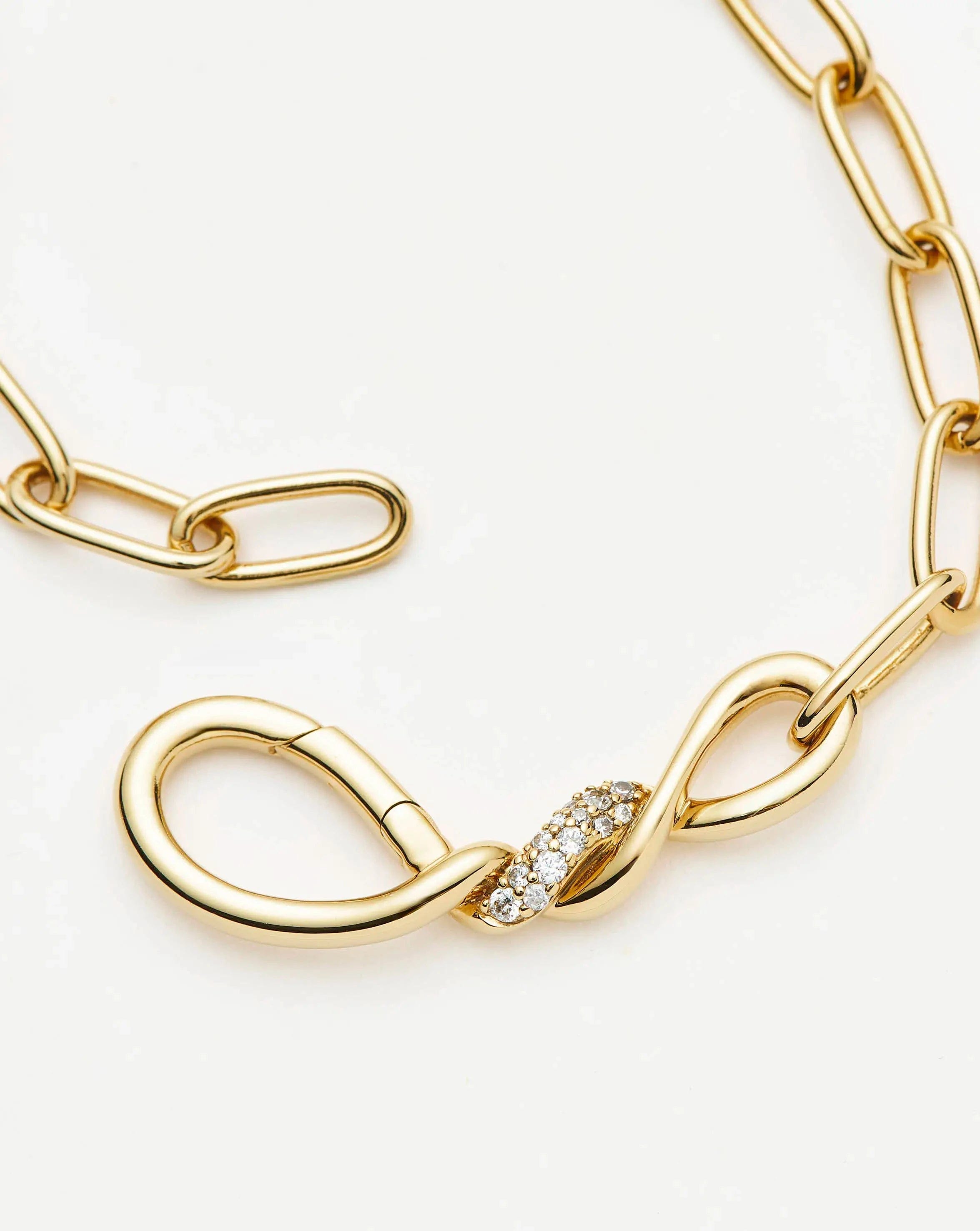 Missoma Molten Snow Paperclip Chain Necklace | 18ct Gold Plated/Cubic Zirconia