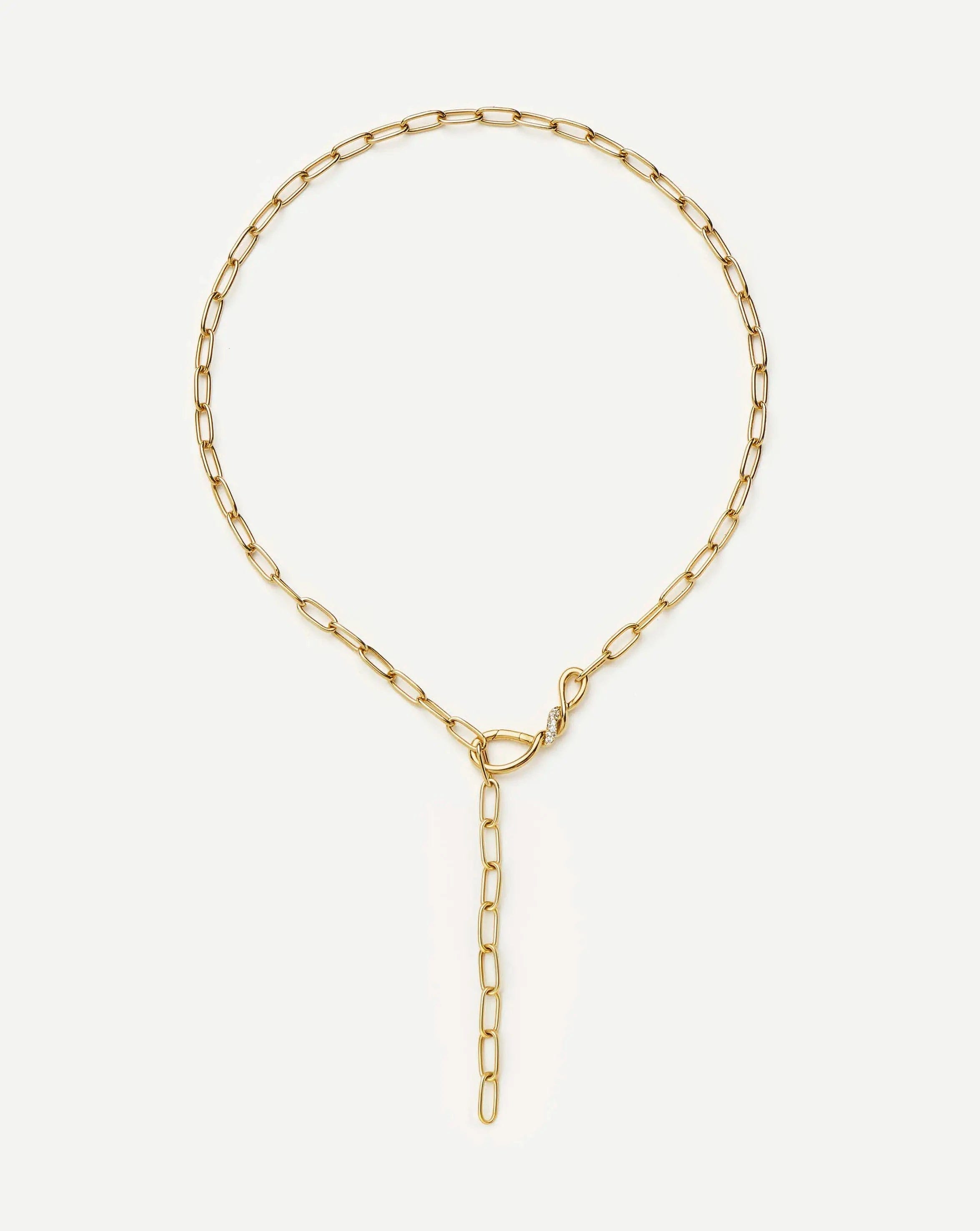 Missoma Molten Snow Paperclip Chain Necklace | 18ct Gold Plated/Cubic Zirconia