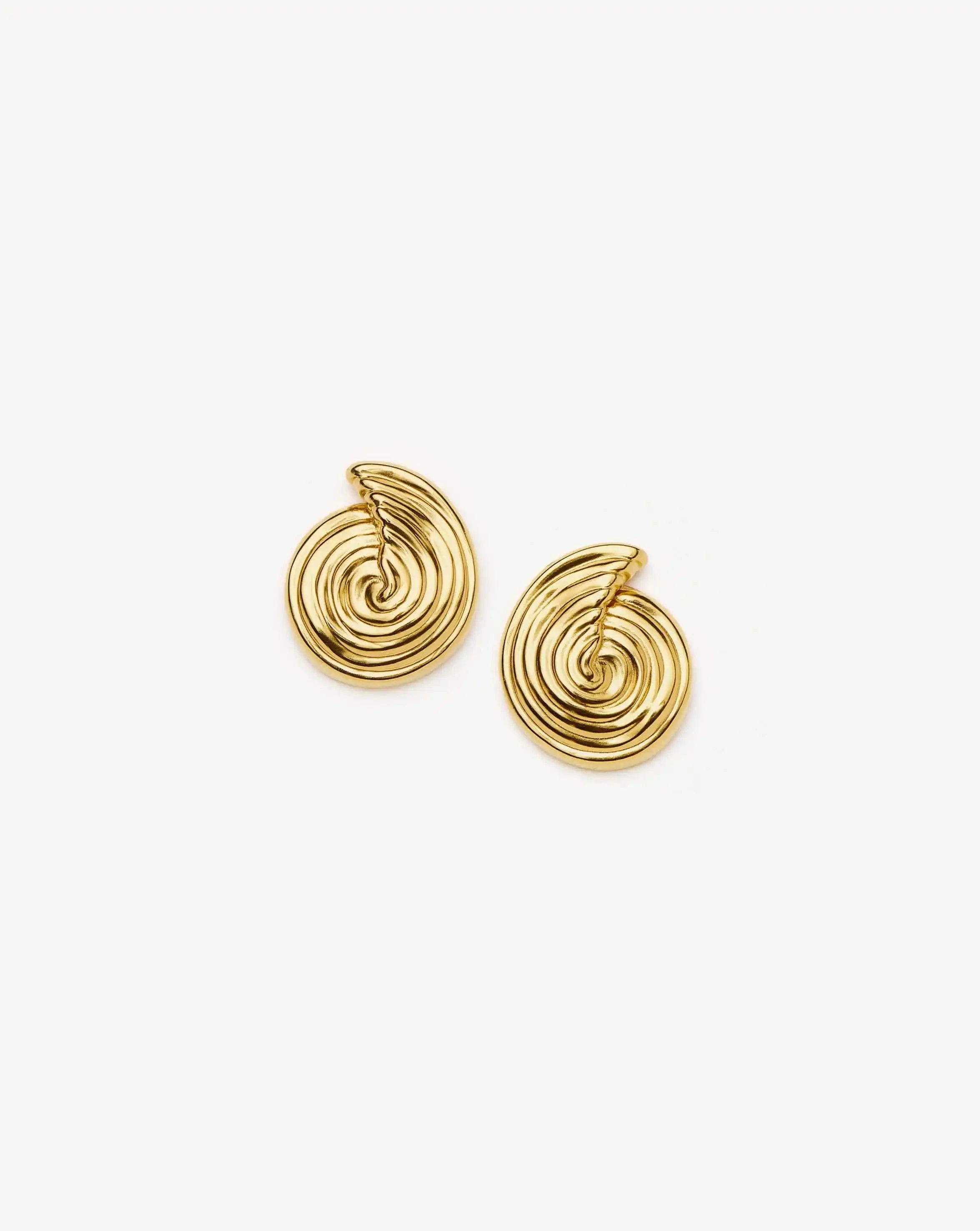 Missoma Spiral Small Stud Earrings | 18ct Gold Plated