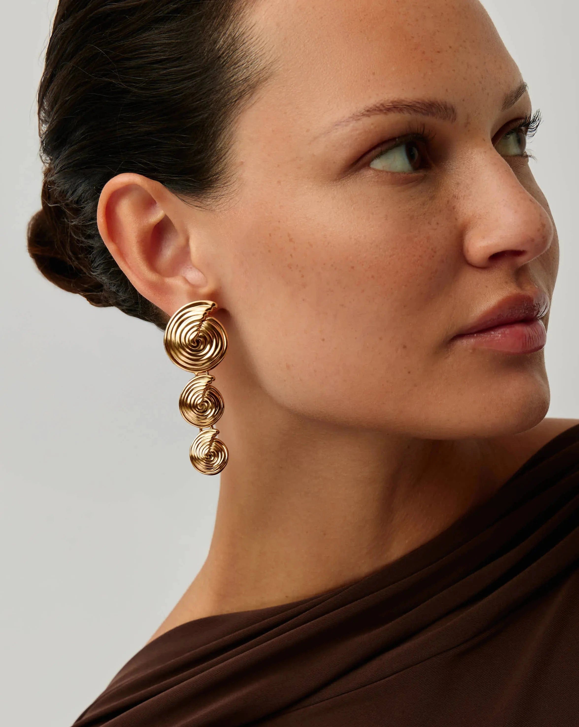 Missoma Spiral Statement Drop Earrings | 18ct Gold Plated