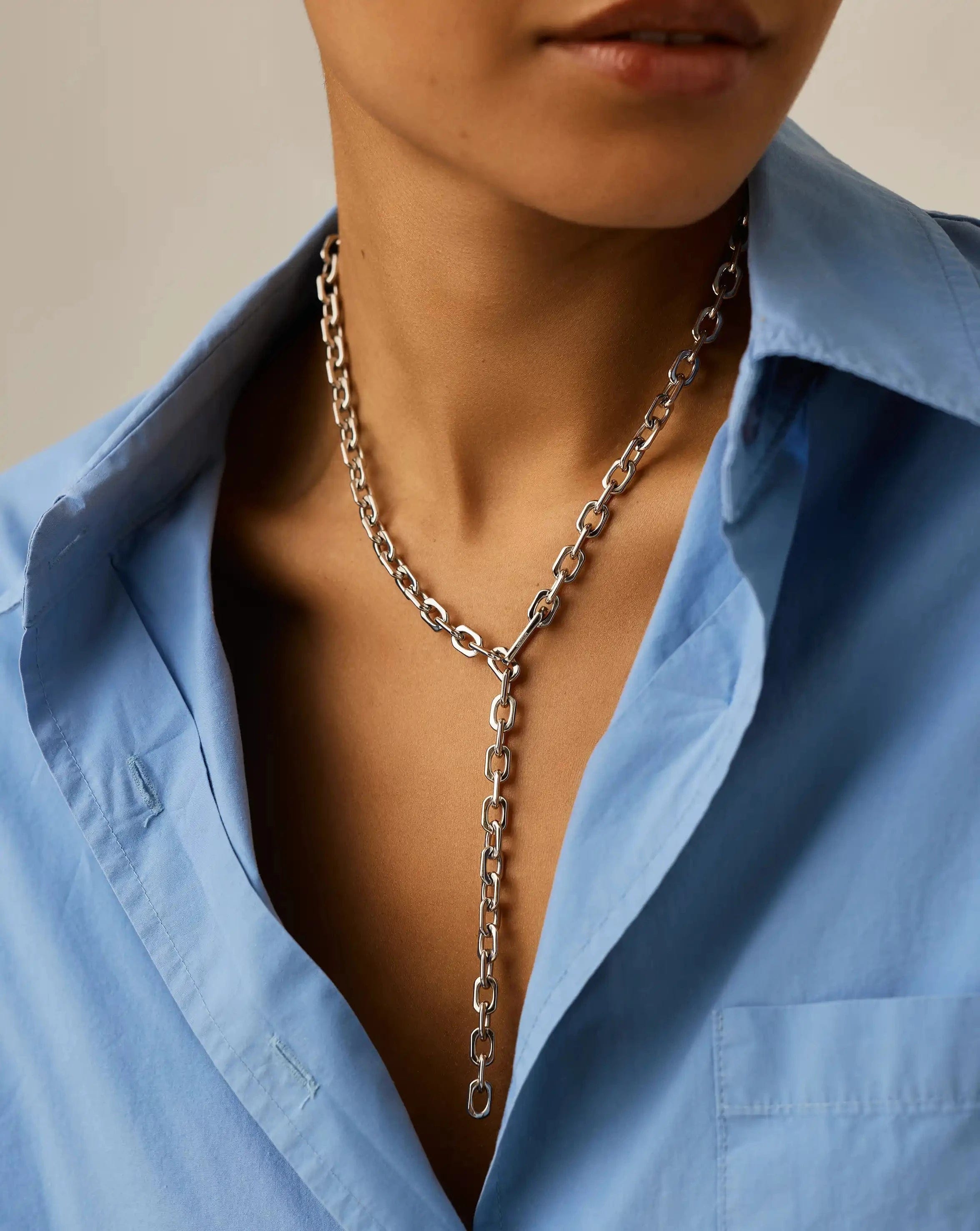 Missoma Square Paperclip Chain Necklace | Platinum Plated