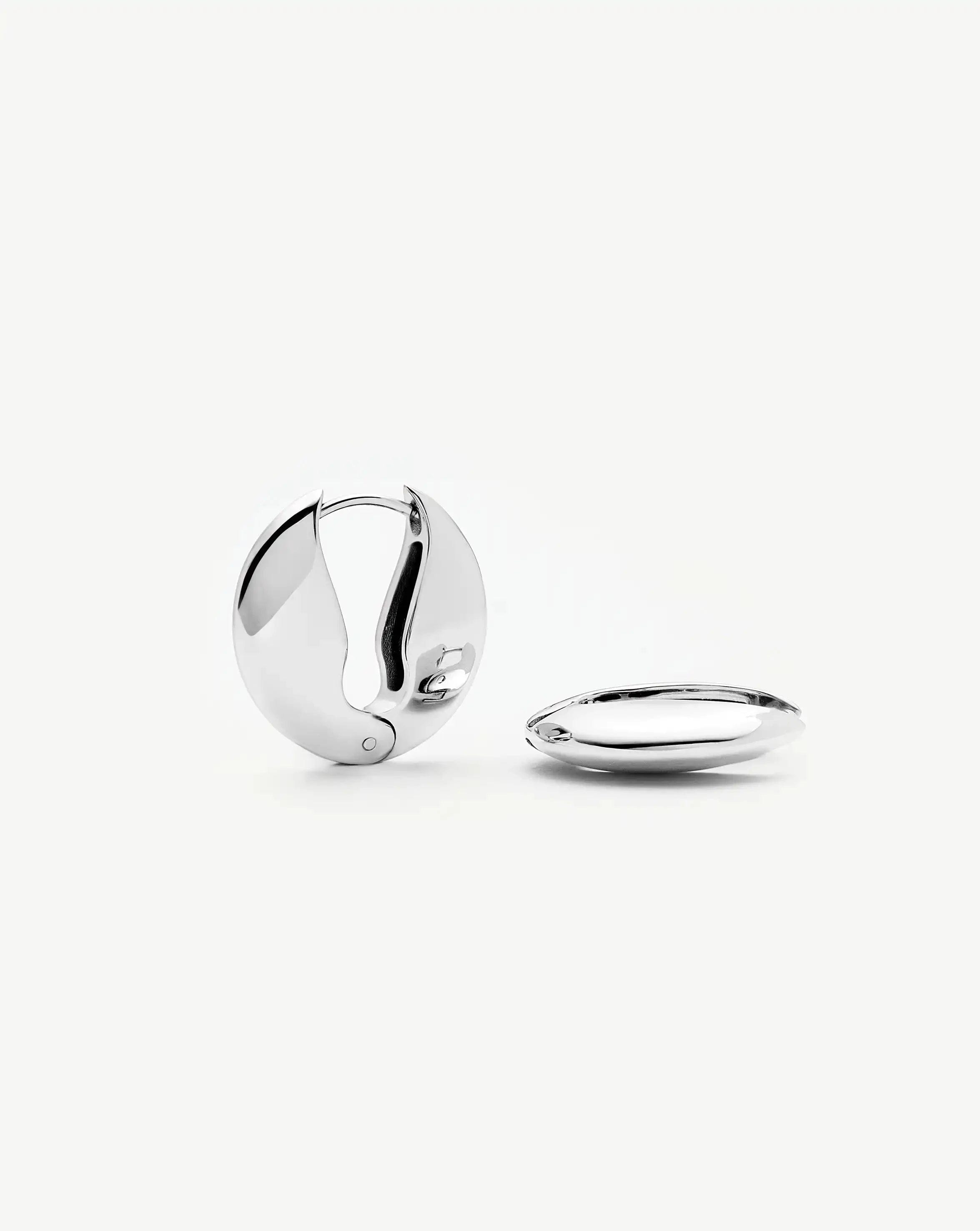 Missoma Pebble Hinged Hoop Earrings | Platinum Plated